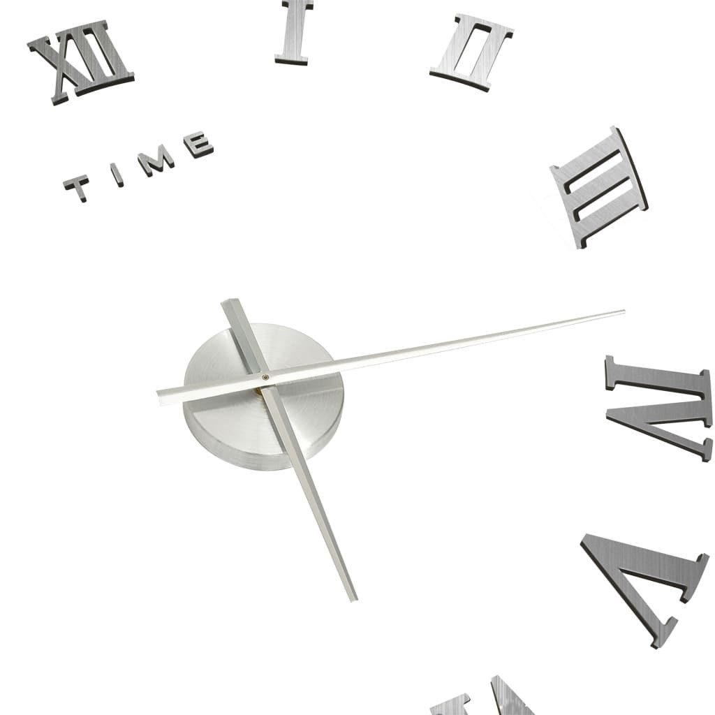 furnicato Uhr Extragroße 3D-Wanduhr Silber 100 cm mit DIY-Größe (Glänzende Zeigeruhr aus EVA mit anpassbarer Größe für das Wohnzimmer) – Bild 4 von 5