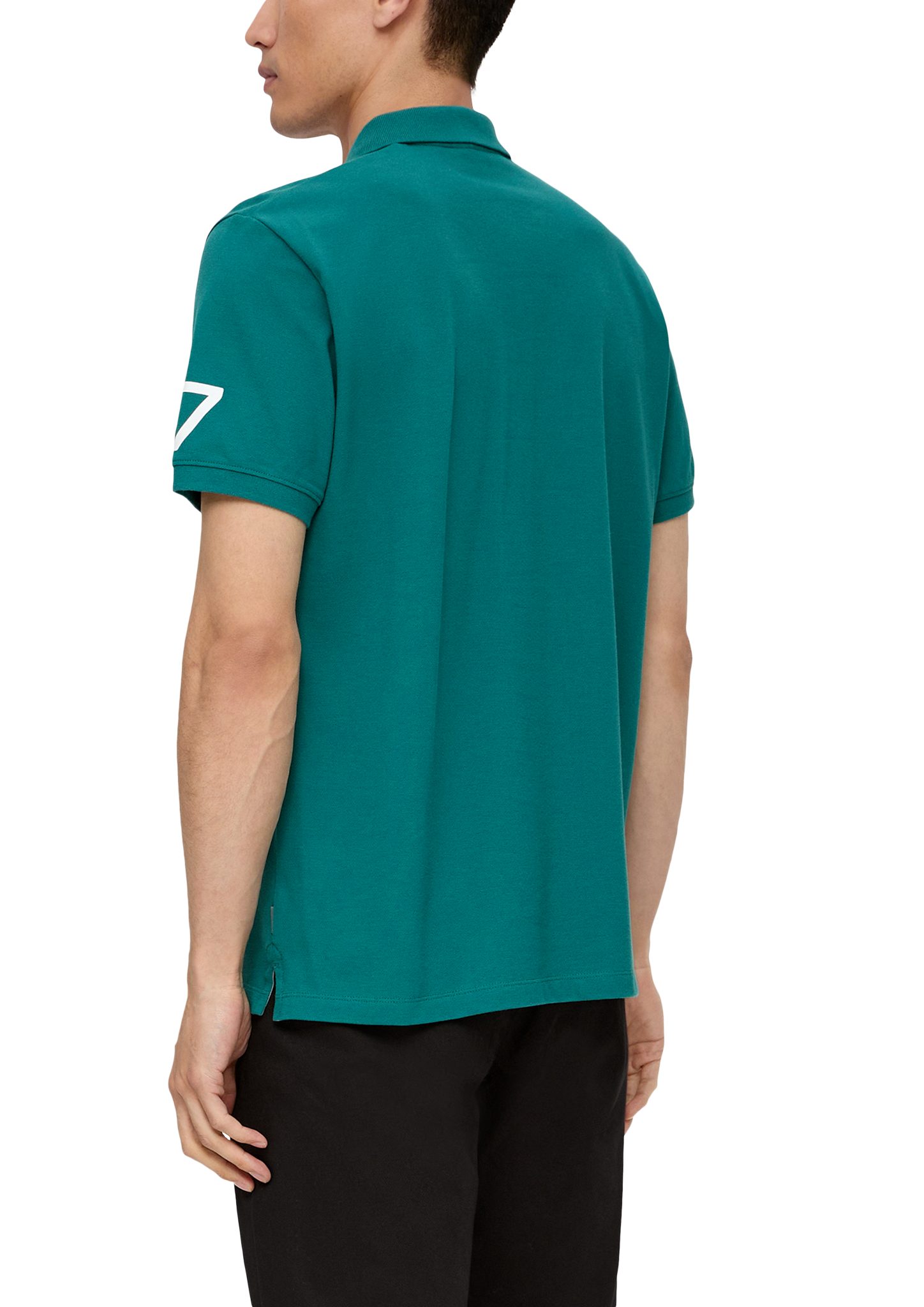 Logo s.Oliver Poloshirt smaragd Kurzarmshirt aus Baumwollstretch