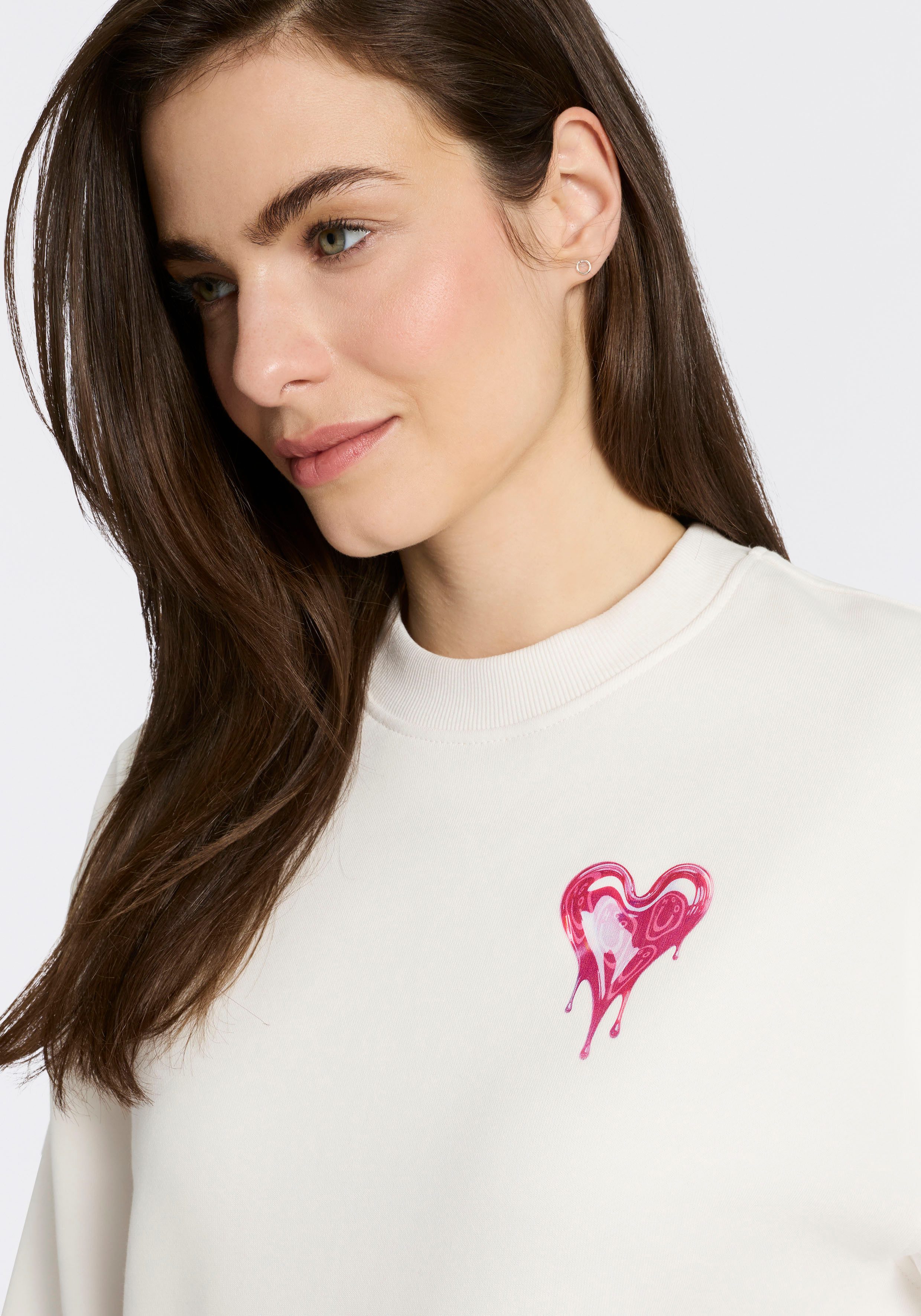 HUGO Sweater Delessa Baumwoll-Terry mit Rundhals