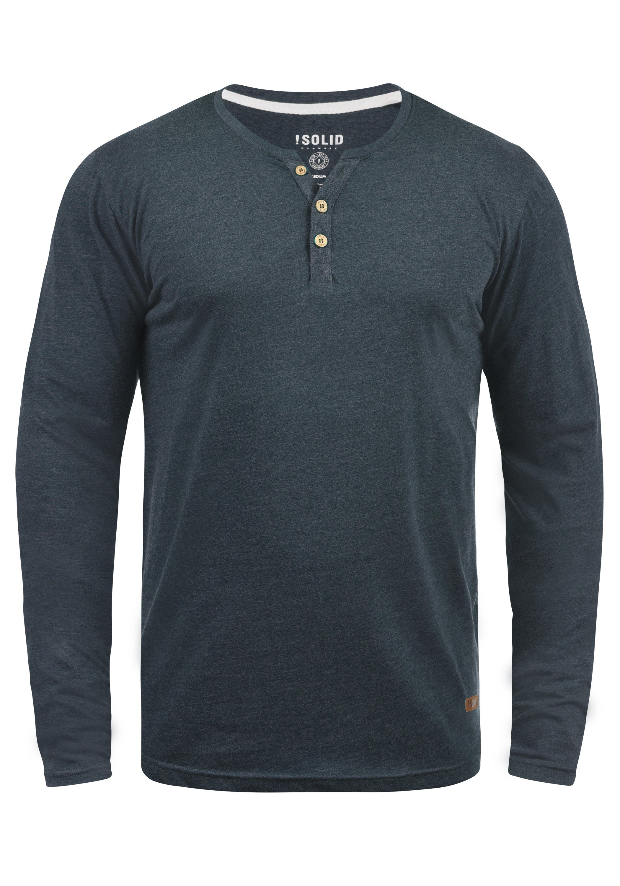 !Solid Rundhalsshirt SDVolko Longsleeve mit Knopfleiste INS BLU M (P8991)