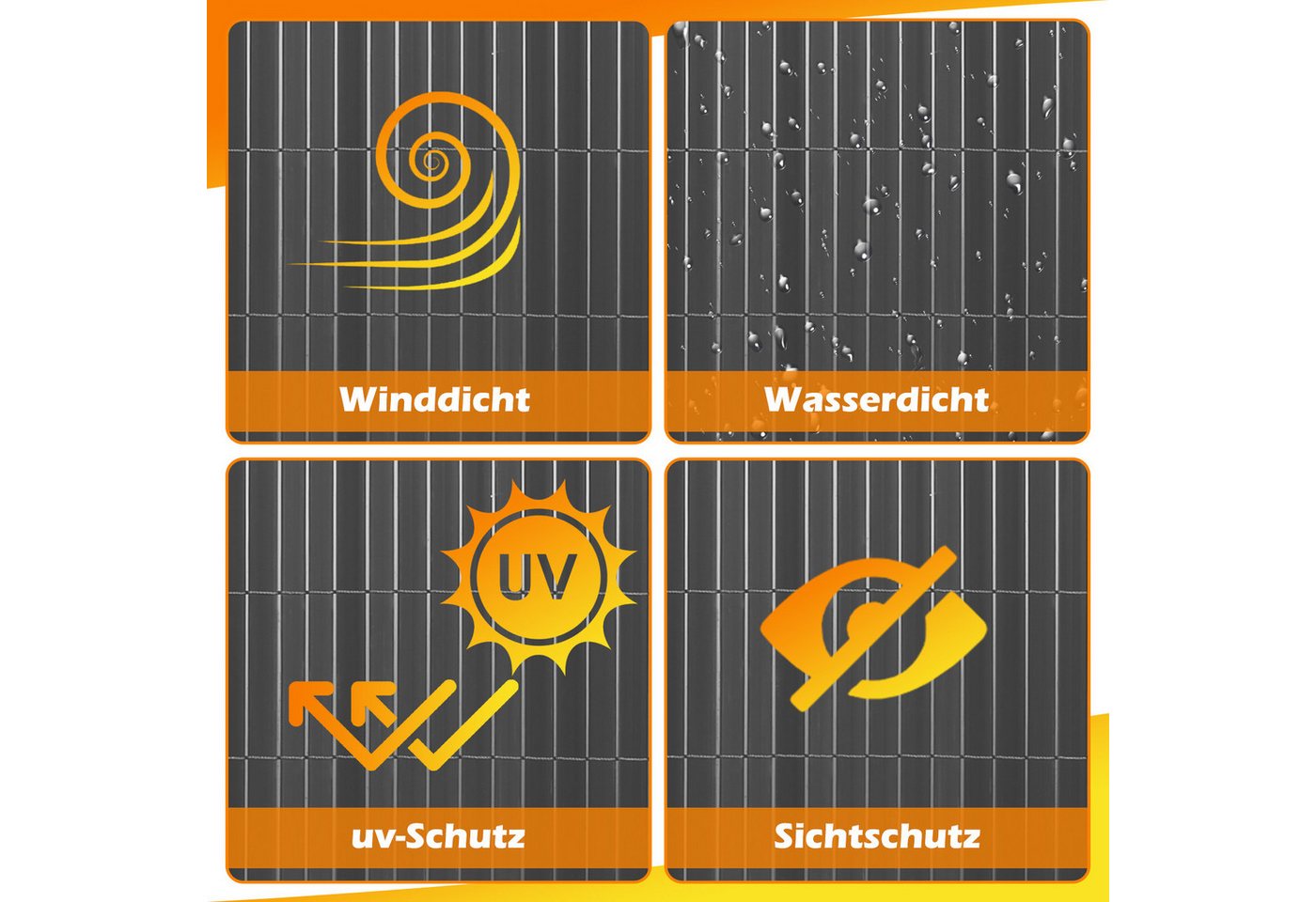 Thumbnail - Clanmacy Balkonsichtschutz PVC Sichtschutzmatte mit verstärkter Konstruktion Sichtschutzzaun Grau Sichtschutz, Wind-, So...