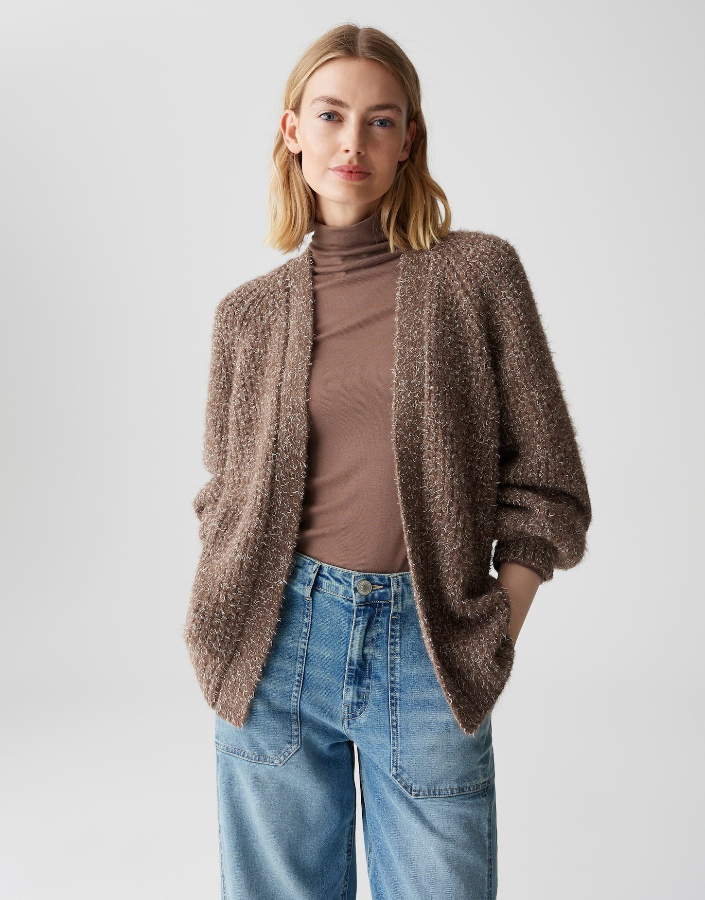 OPUS Cardigan DORNIE Loose Fit mit mehrfarbigem Effektgarn lockere Passform, weicher Griff, wärmend