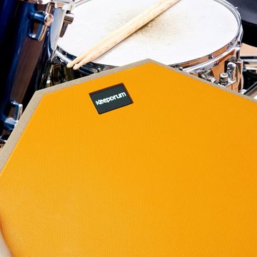 keepdrum Schlagzeug Übungspad Orange 12 Zoll mit Drumsticks