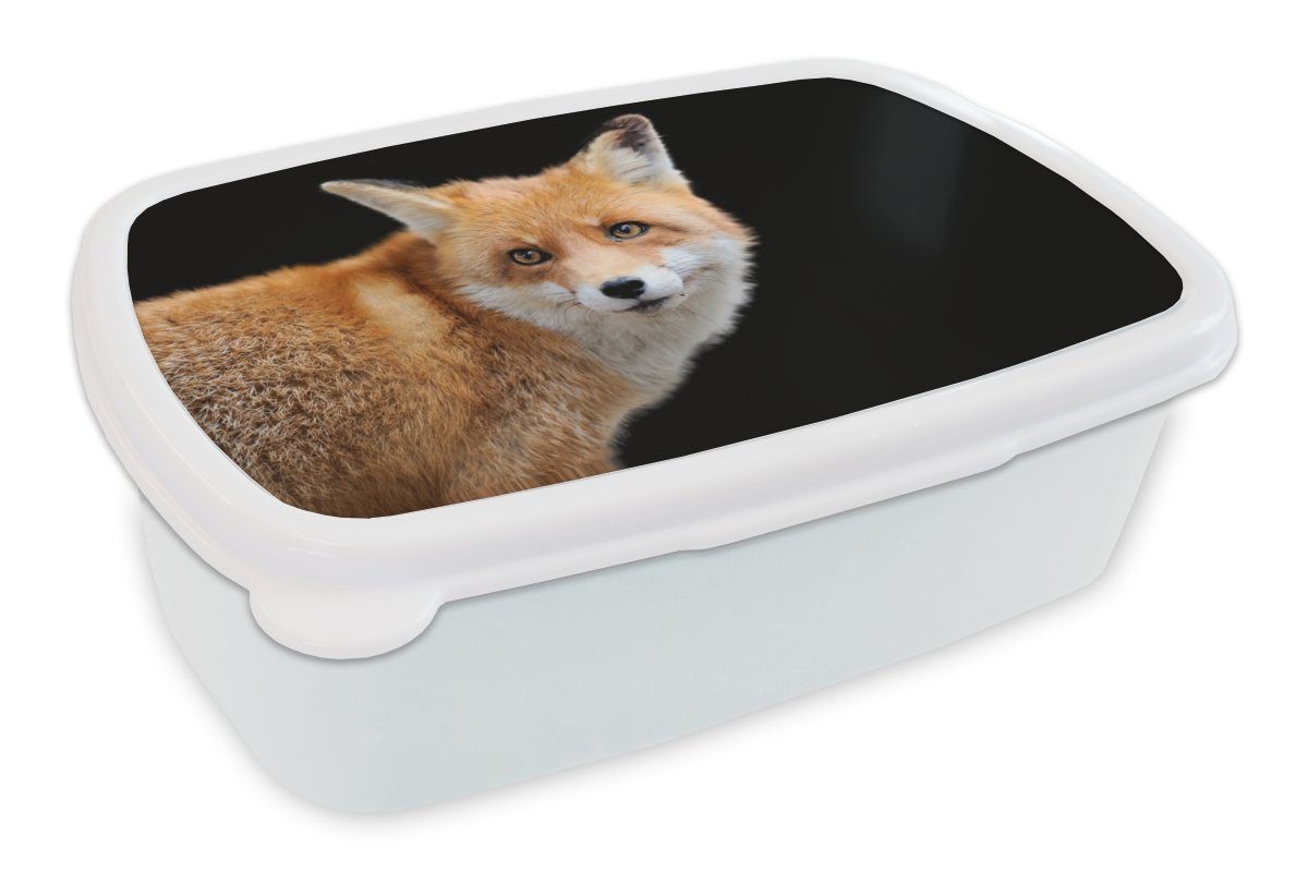 MuchoWow Lunchbox Kunststoff, weiß für und für Porträt, Brotbox Mädchen (2-tlg), Tier Fuchs und Jungs - Erwachsene, - Brotdose, Kinder