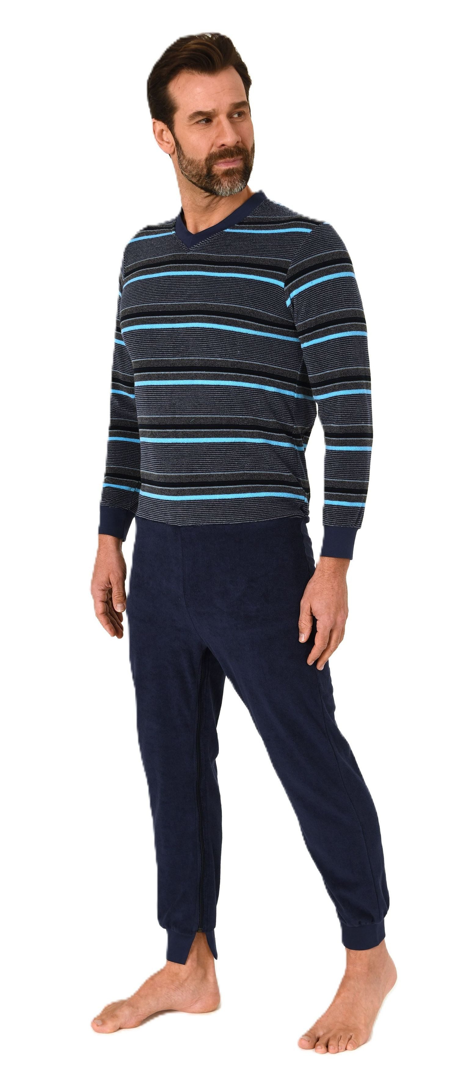 Normann Care Pyjama Herren Frottee Pflegeoverall mit Reissverschluss am Rüc günstig online kaufen