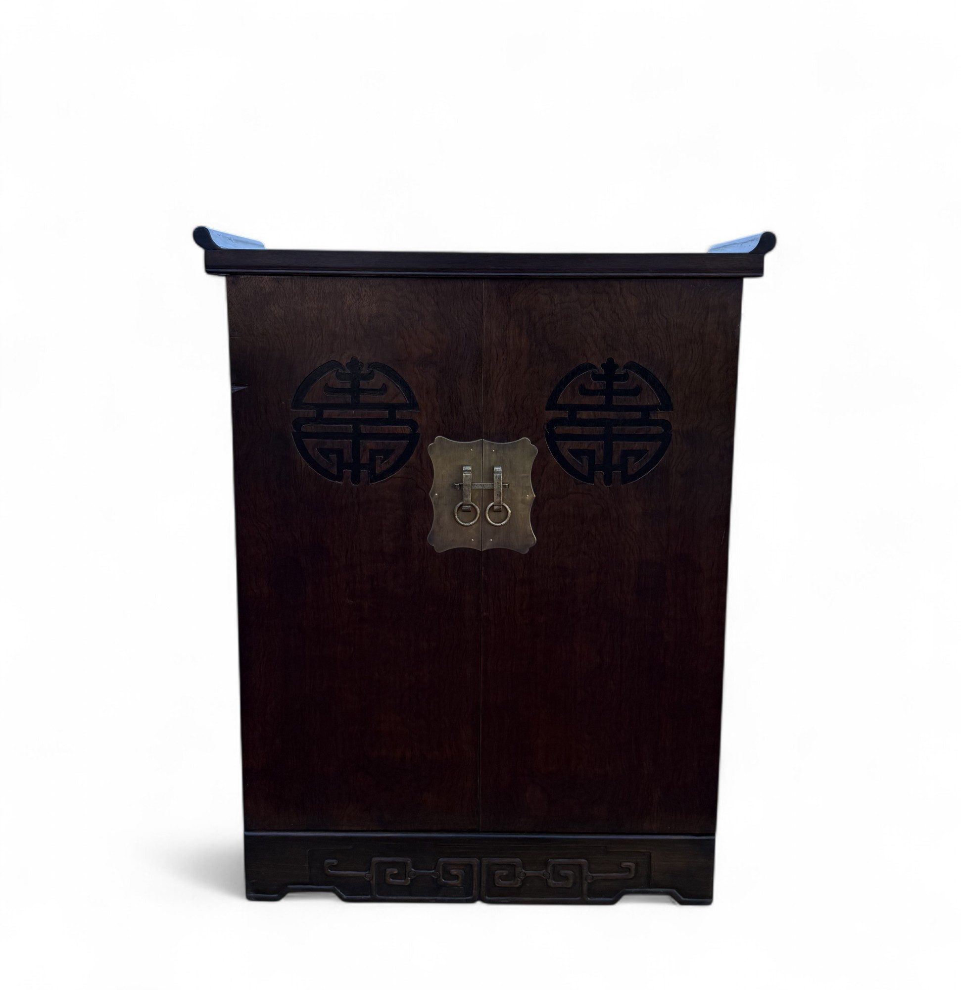 Asien LifeStyle Anrichte Chinesischer Schuhschrank mit Glückssymbolen – Holz, Messingbeschläge