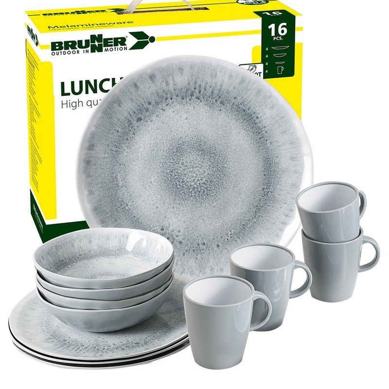 BRUNNER Geschirr-Set BRUNNER Camping Geschirrset PEARL (8, 12, 16, 36-Teile) Rutschfest (16-tlg)