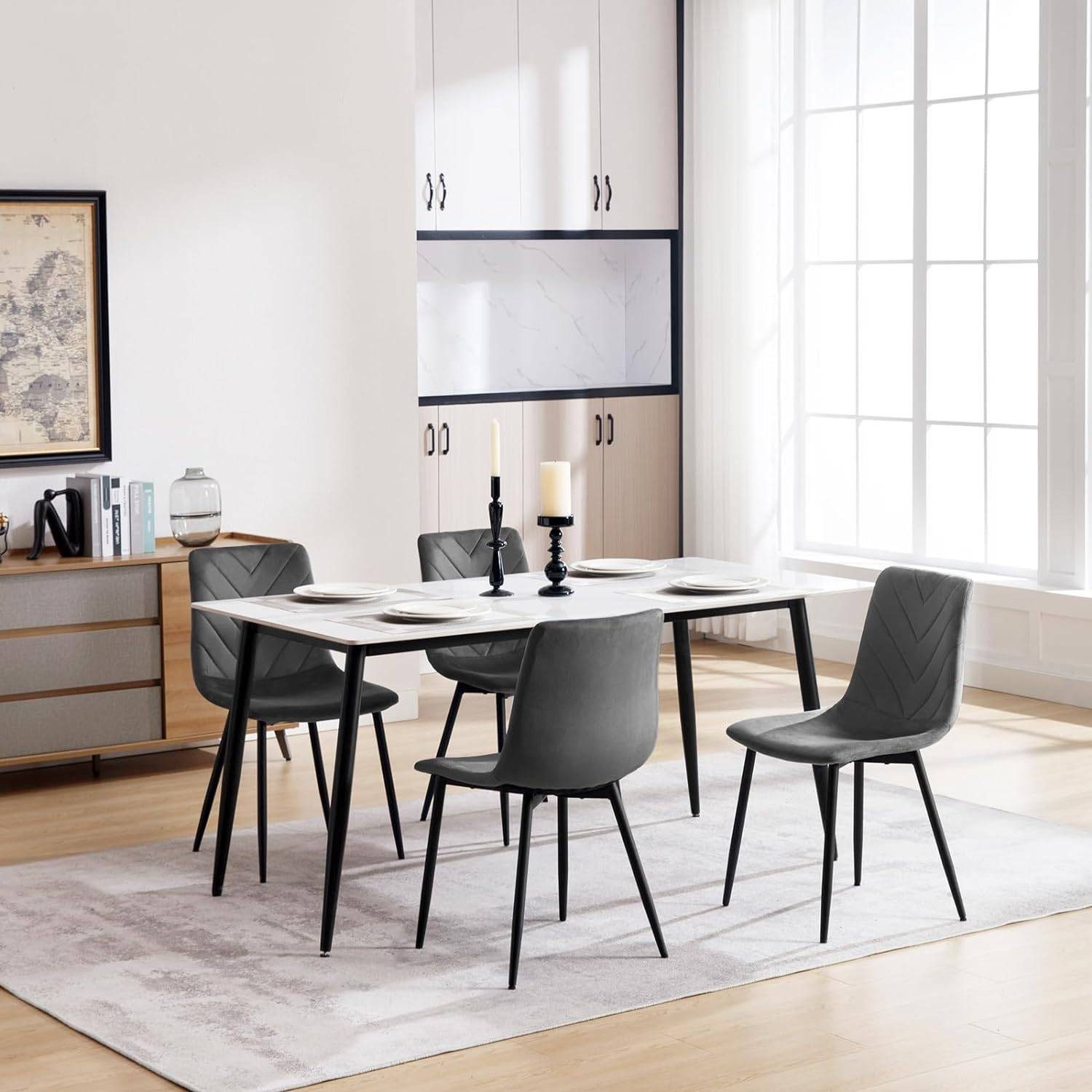 EUGAD Esszimmerstuhl (4 St), Samtstuhl mit Metallbeinen,150 kg belastbar günstig online kaufen