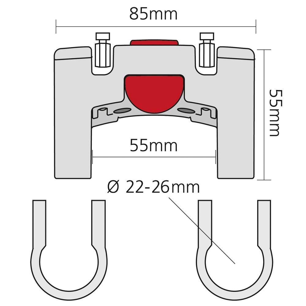 KlickFix Fahrradlenker KLICKfix Lenkeradapter 2226 mm, glasfaserverstärkt, für Taschen, Körb