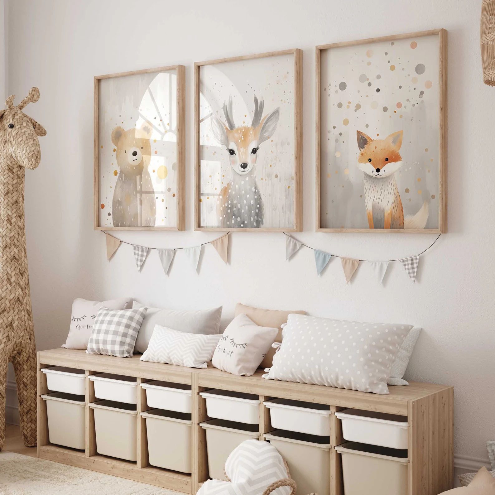 WANDKIND Poster Waldtiere Abenteuer Bär Fuchs Reh 3er Set P797, Kinder Post günstig online kaufen