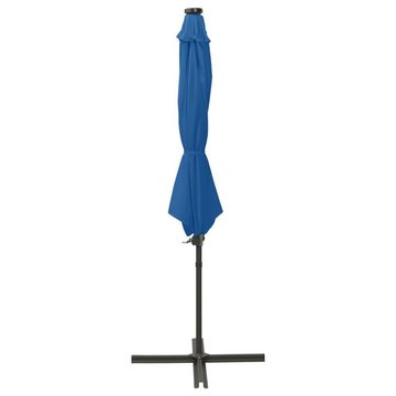 vidaXL Balkonsichtschutz Ampelschirm mit Mast und LED Azurblau 300 cm