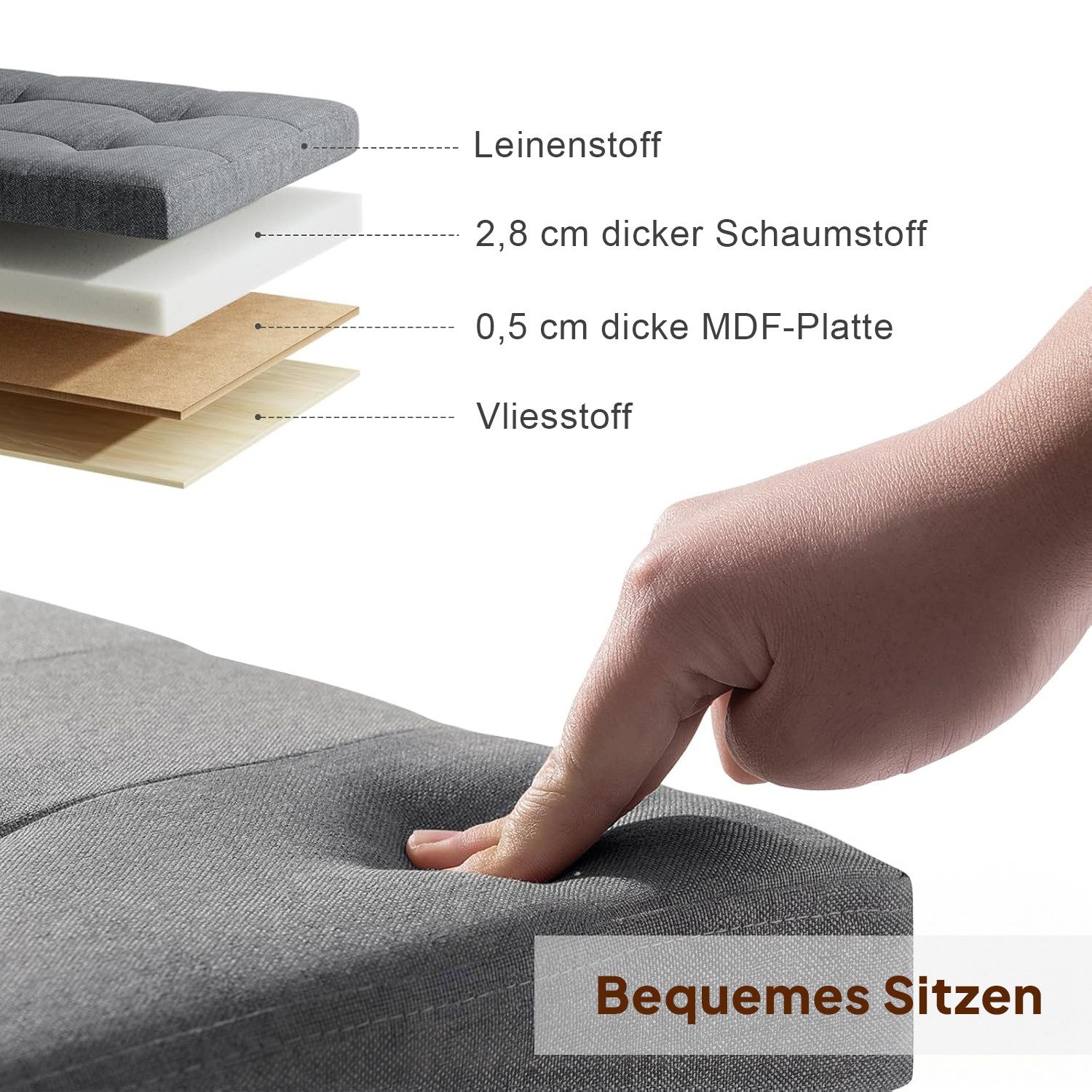 Refined Living Sitzhocker Sitzbank mit Stauraum Schuhbank Spielzeugtruhe Fußhocker Ottomane (Sitzhocker Klappbare Aufbewahrungs-Ottomane Bank Aufbewahrungsbox,  – Bild 4 von 5