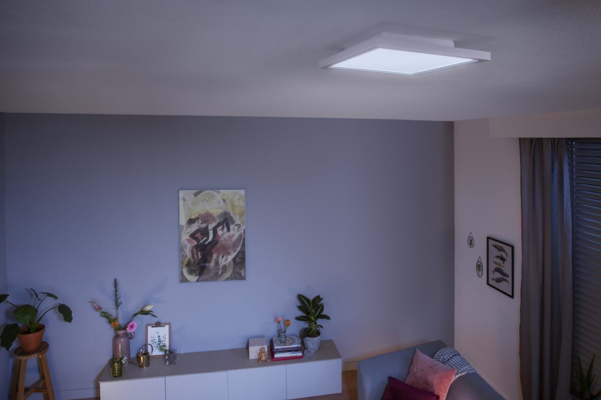 60x60x4,6 Warmweiß, LED Aurelle, LED fest integriert, Philips Hue Deckenleuchte Dimmfunktion,