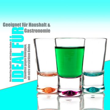 BigDean Schnapsglas 6 x Schnapsgläser 4cl farbige Shotgläser Spülmaschinenfest Stamperl, Glas