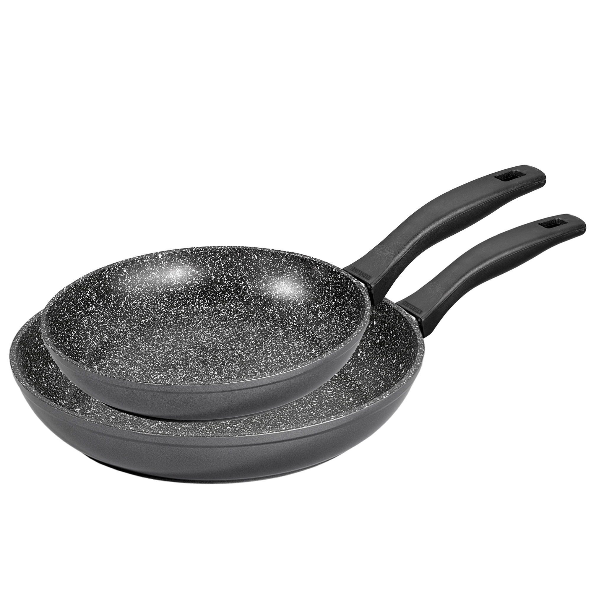 STONELINE Сковороды-Set, Aluminiumguss (2-tlg), mit echten Steinpartikeln, induktionsgeeignet, Designed in Germany