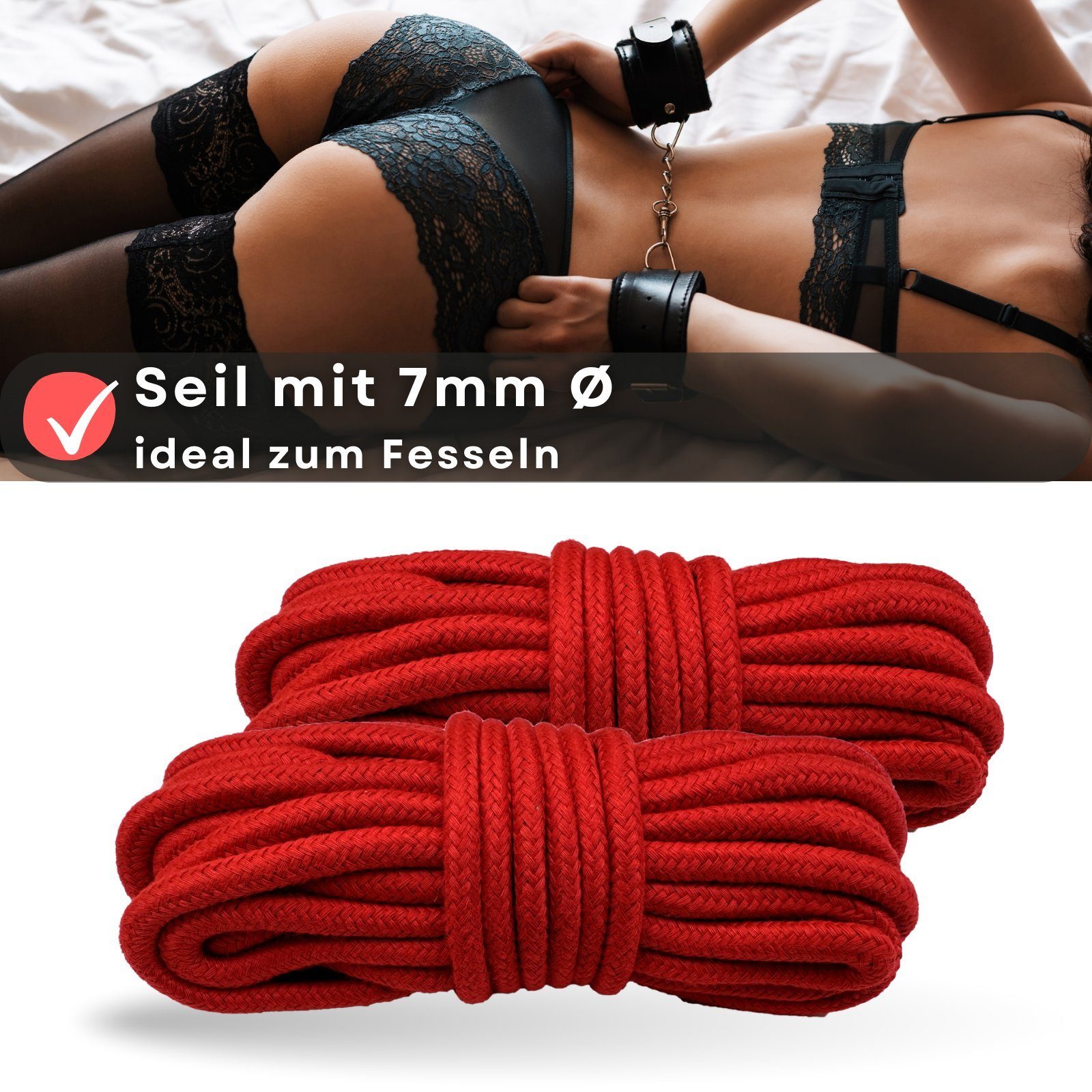 Schwarz Set Bondage-Seil 2-tlg. Baumwolle Rot, und Lovelyness -