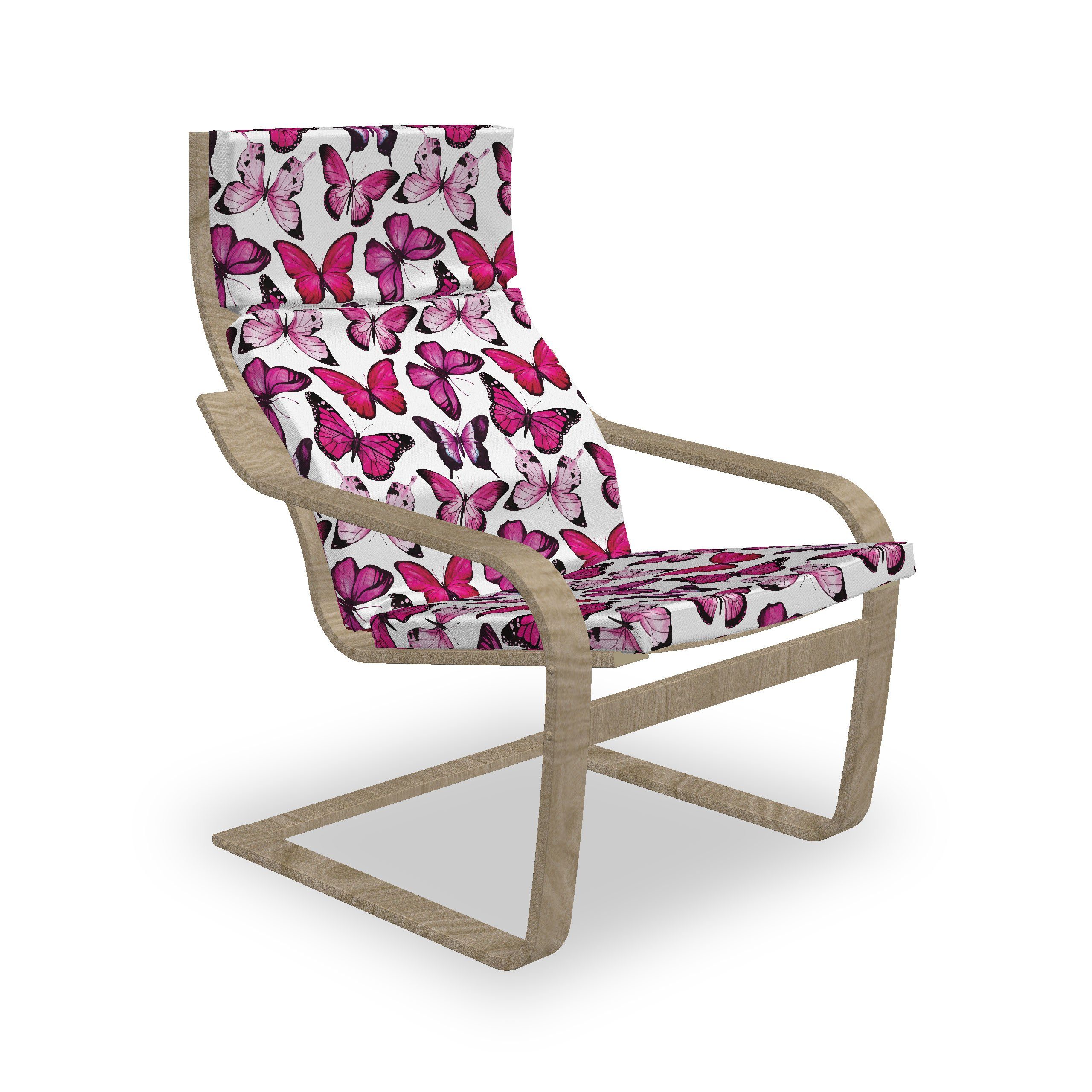 Abakuhaus Stuhlkissen Sitzkissen mit Stuhlkissen mit Hakenschlaufe und Reißverschluss, Pink und Weiß zarte Schmetterlinge