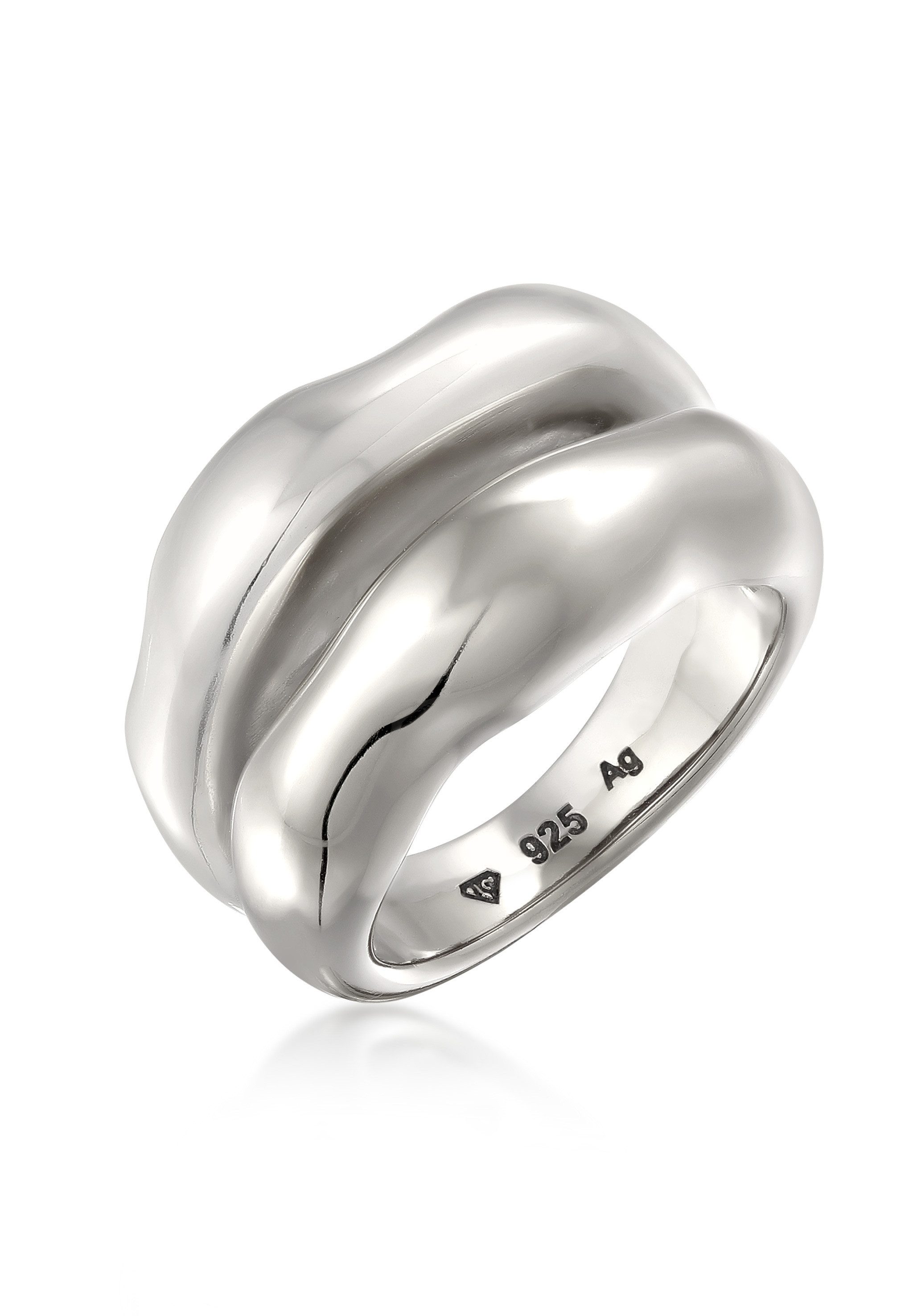 Fingerring Bandring Bicolor Organic Look 925 Sterling Silber vergoldet