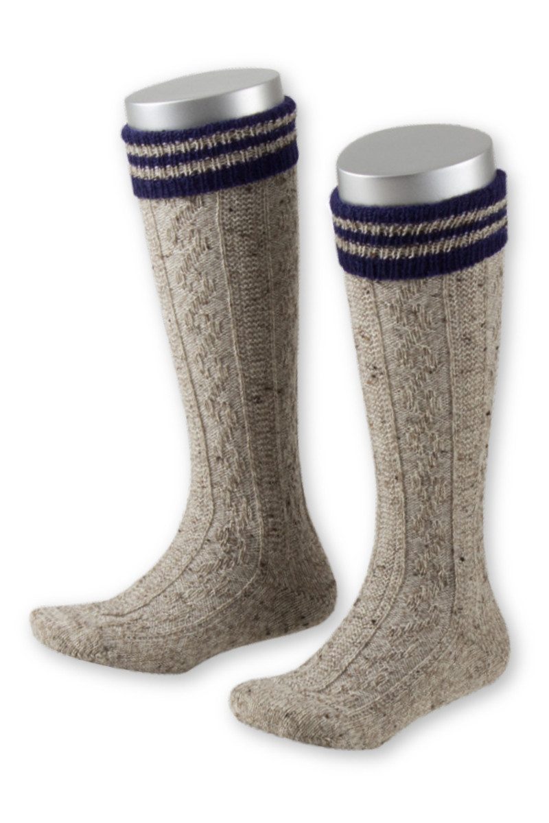 Lusana Trachtensocken Trachten Kinder Kniestrümpfe - L320RT - marine, mittelblau