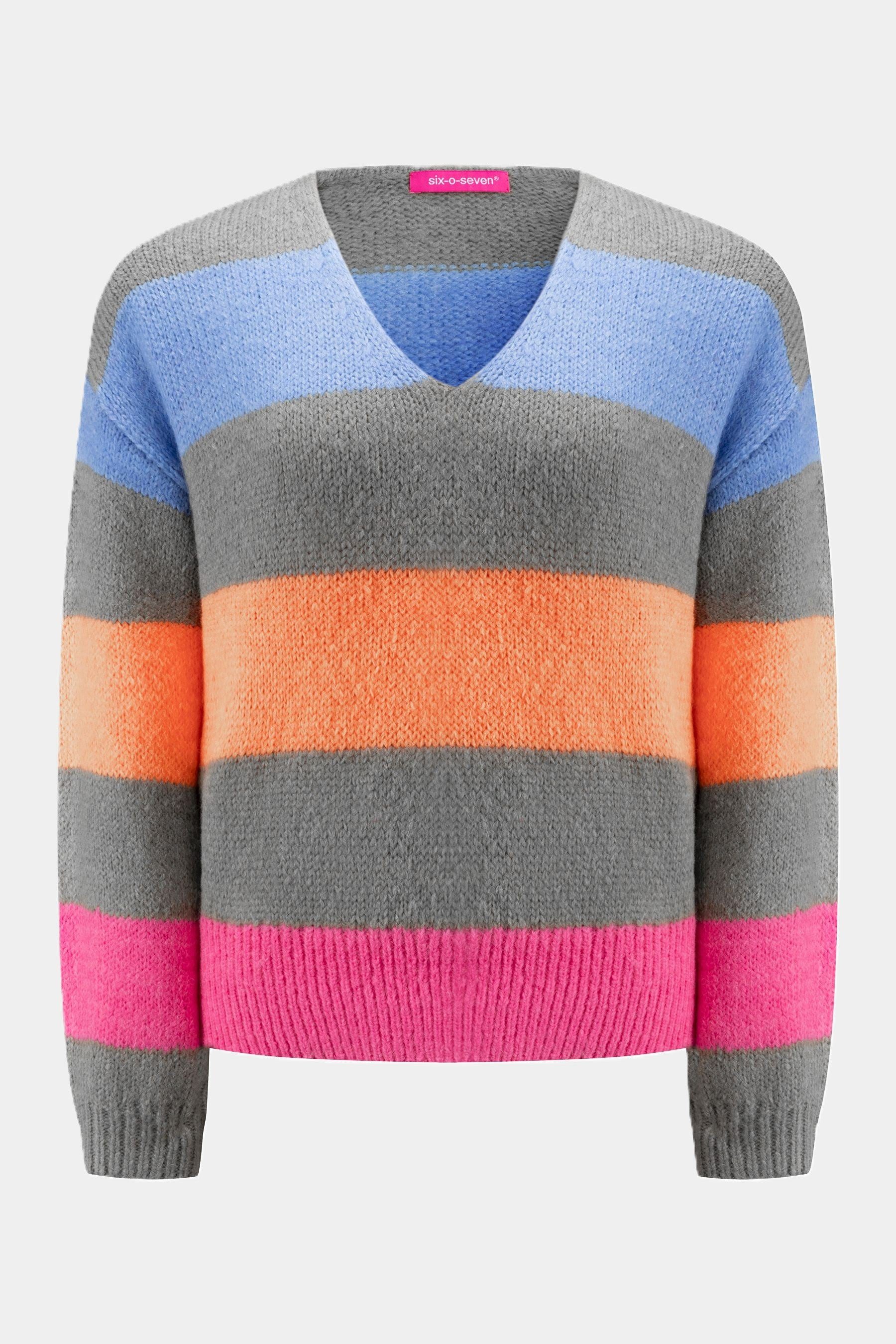 six-o-seven Strickpullover Six-o-Seven Farbenfroher Streifenpullover - günstig online kaufen
