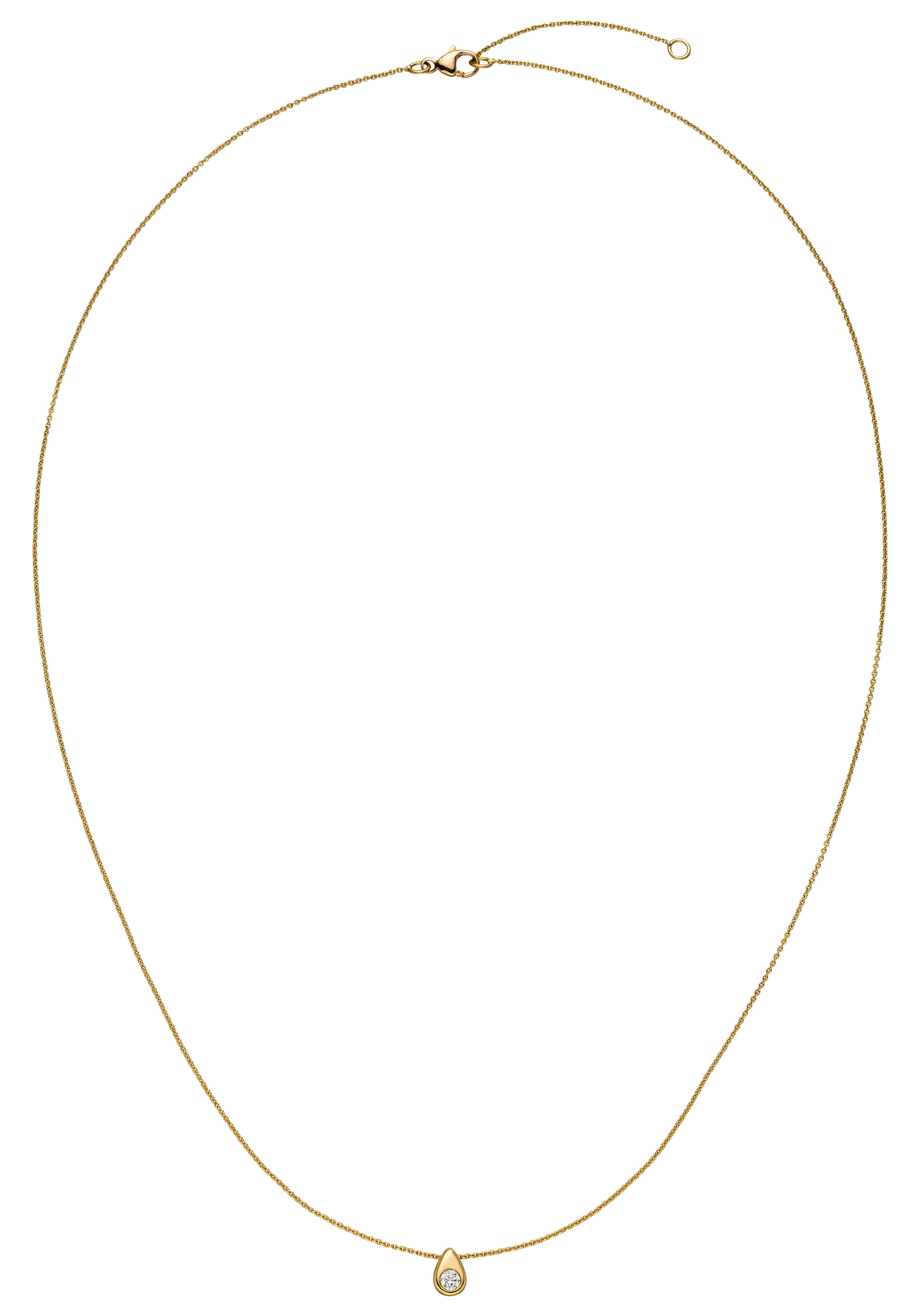 JOBO Collier Kette mit Tropfen-Anhänger, 750 Gold mit Diamant 42-45 cm