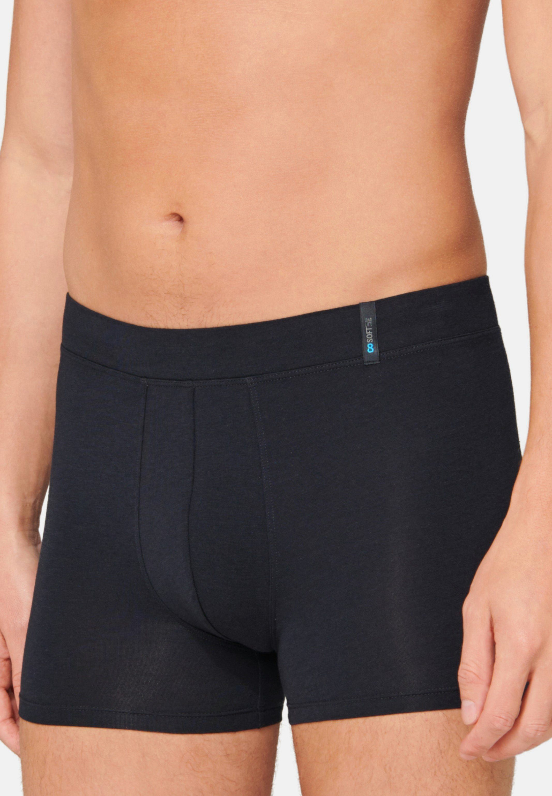 Pant Baumwolle - - - Short Eingriff Schiesser Blauschwarz Retro Boxer Life / (1-St) Retro Soft Long Schnelltrocknend Ohne