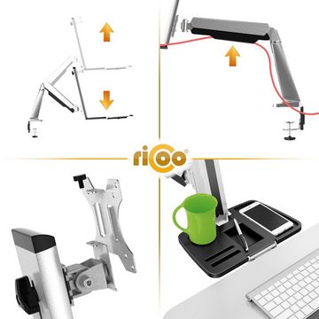 RICOO TS1311 Monitor-Halterung, (bis 32 Zoll, Tischhalter Monitorstand Tastaturablage Bildschirm Halter schwenkbar)