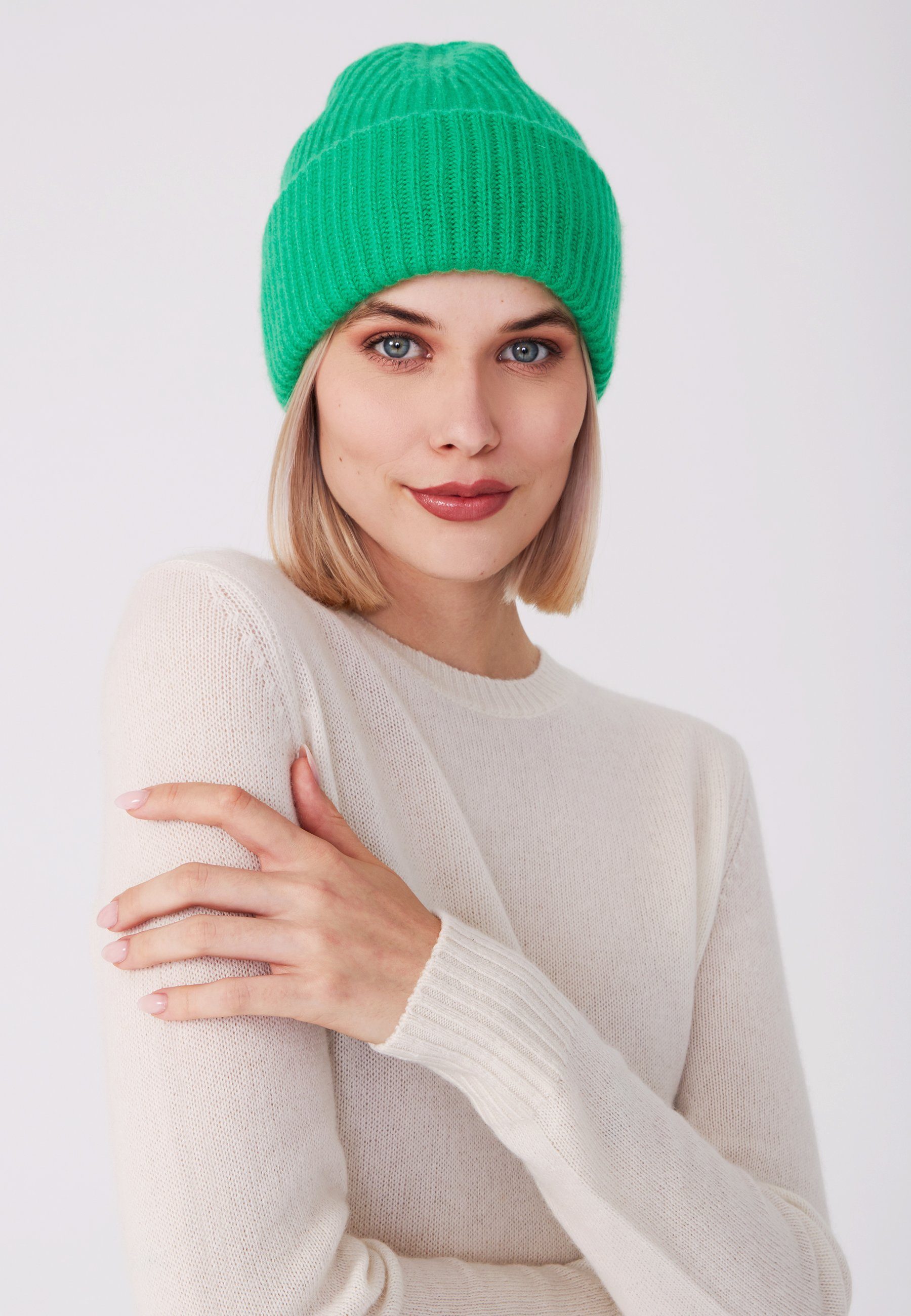 Style & Republic Beanie Style Republic Kaschmir Chunky Beanie Damen mit breitem Umschlag