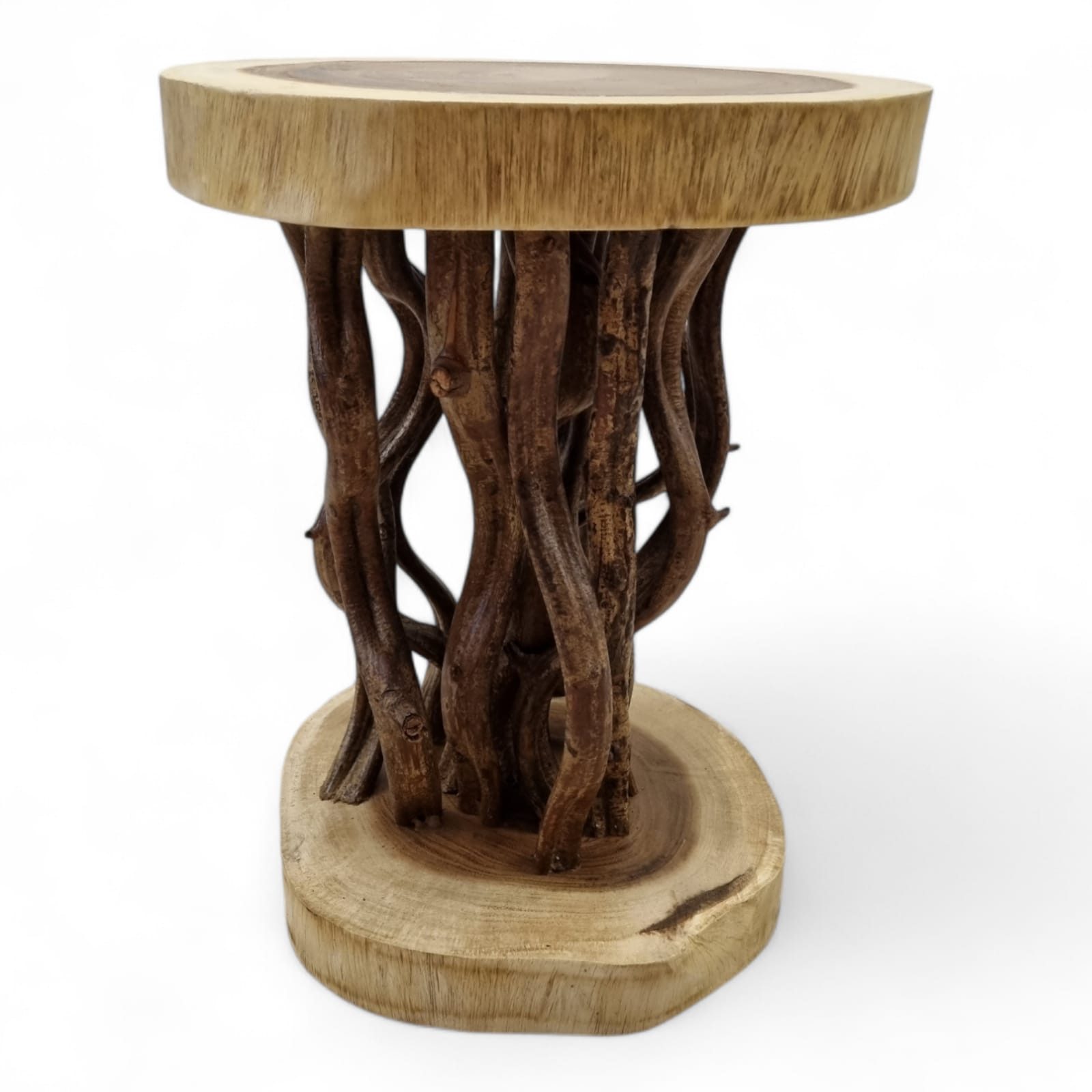 Kinaree Beistelltisch Suar Holz Beistelltisch KONA, Akazie Baumscheibe, Lianen, Naturprodukt, Unikate