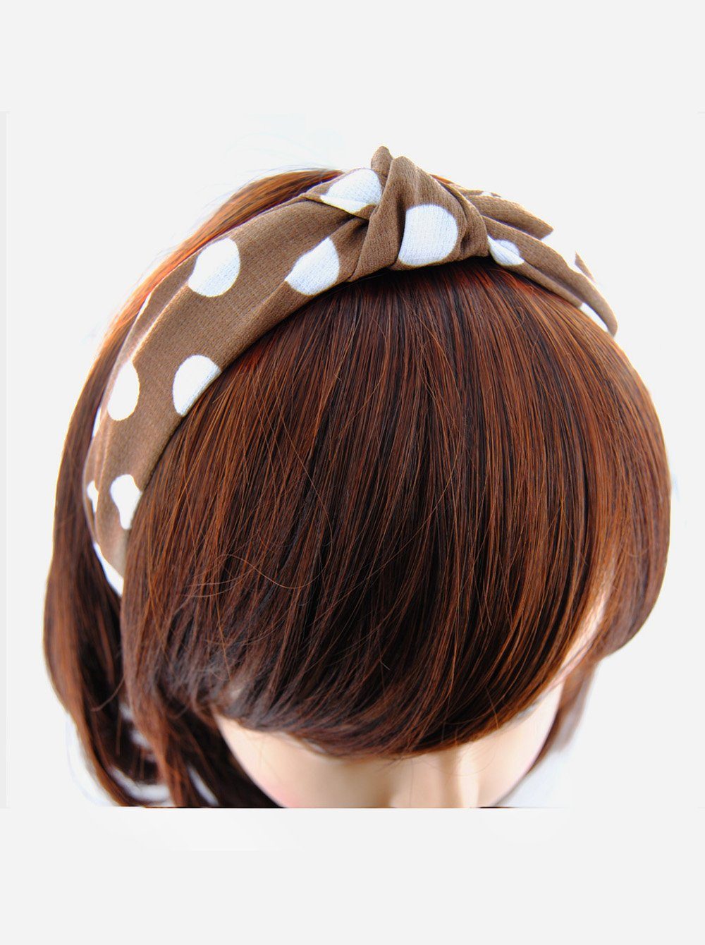 axy Haarreif Haarreif Haarband mit Punkte Muster, Haareifen und mit Braun Knoten Damen Vintage Punkte Klassische Muster und