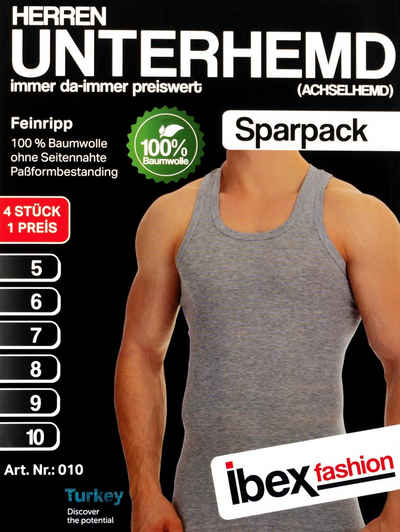 TEXEMP Unterhemd 4er Pack Herren Unterhemd Tank Top Achselhemd Feinripp Baumwolle (Packung, 4er-Pack)