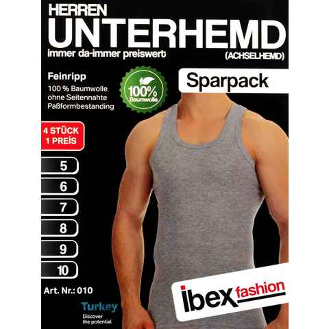 TEXEMP Unterhemd 4er Pack Herren Unterhemd Tank Top Achselhemd Feinripp Baumwolle (Packung, 4er-Pack)