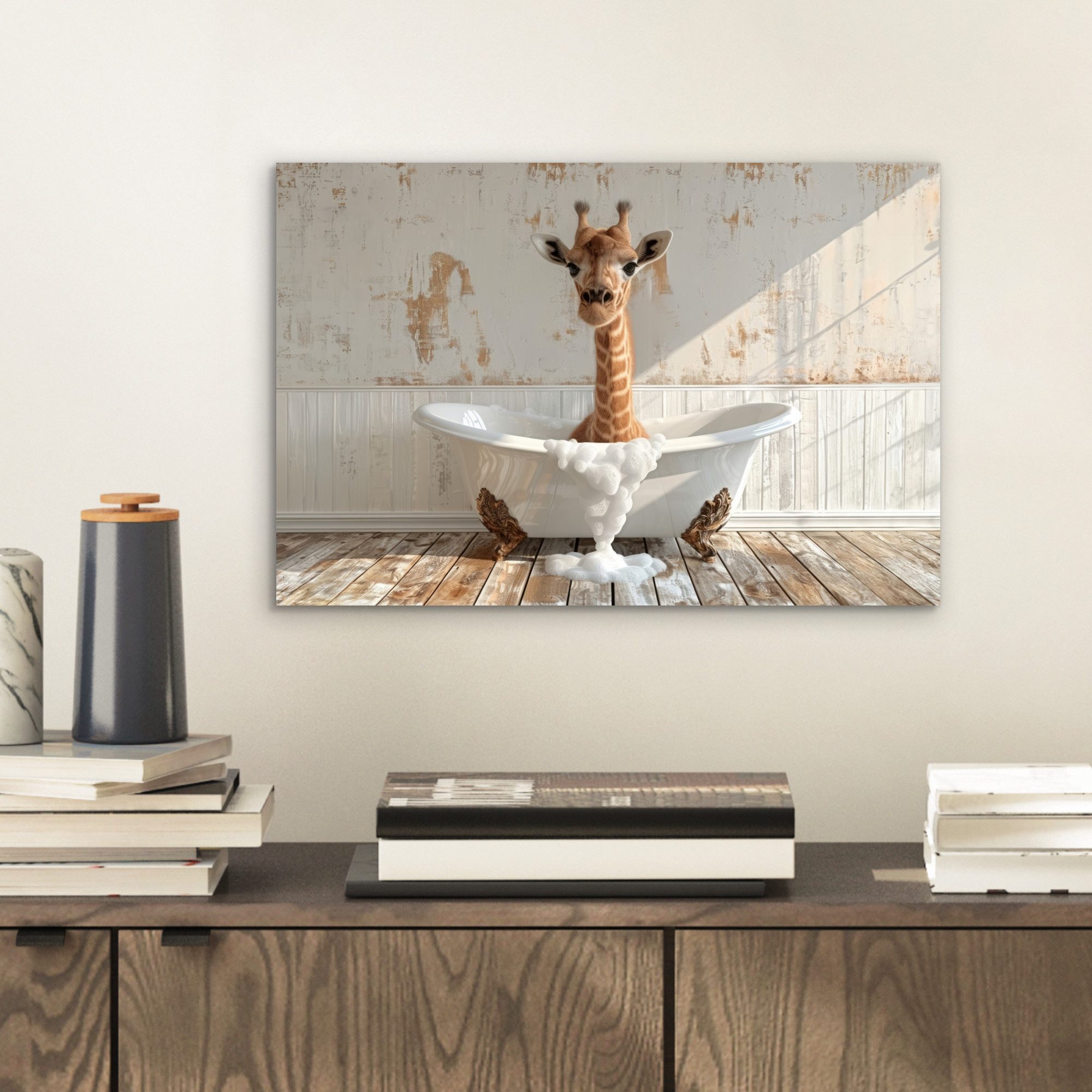 MuchoWow Metallbild Giraffe - Badewanne - günstig online kaufen