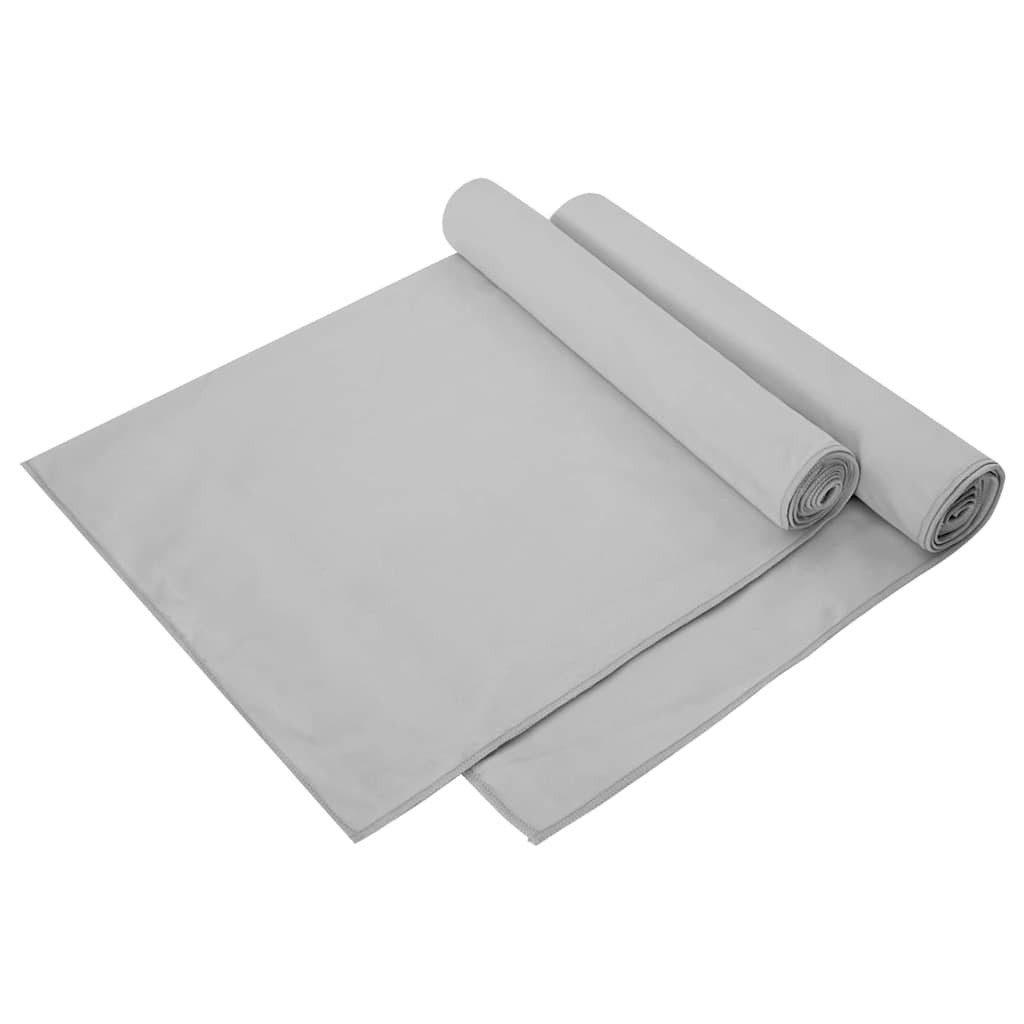 vidaXL Handtuch Sporthandtücher 2 stk. Grau 140 x 70 cm, Polyester und Polyamid (2-St)
