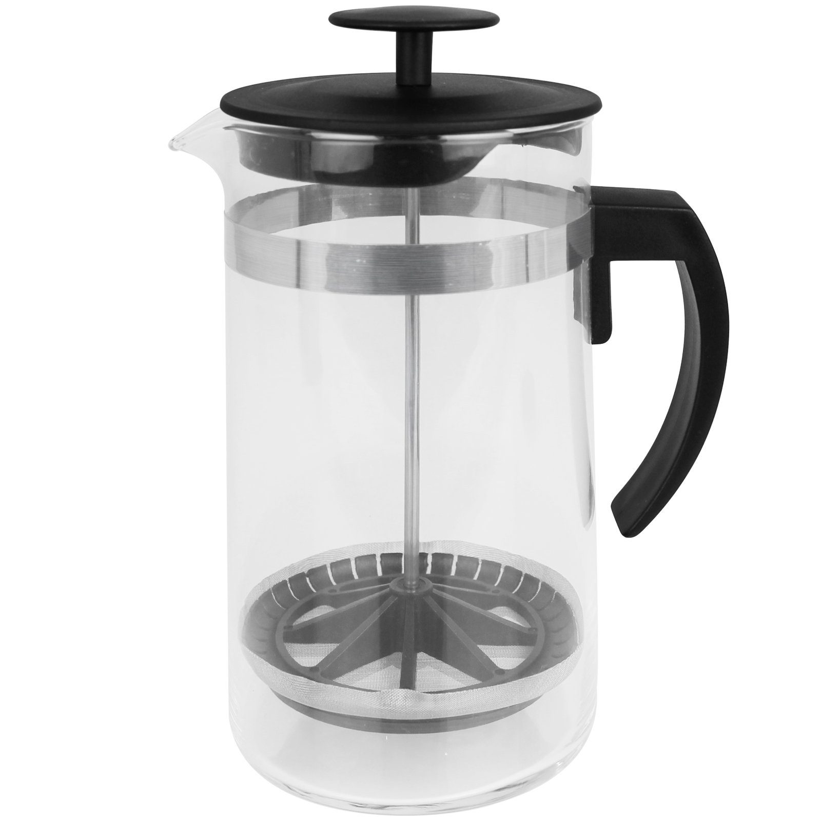 Koopman French Press Kanne Kaffeebereiter 1 Liter Presse Teebereiter Kaffeezubereiter, Edelstahl Glas Ausgießer Filter Pressfilterkanne Kaffeekanne