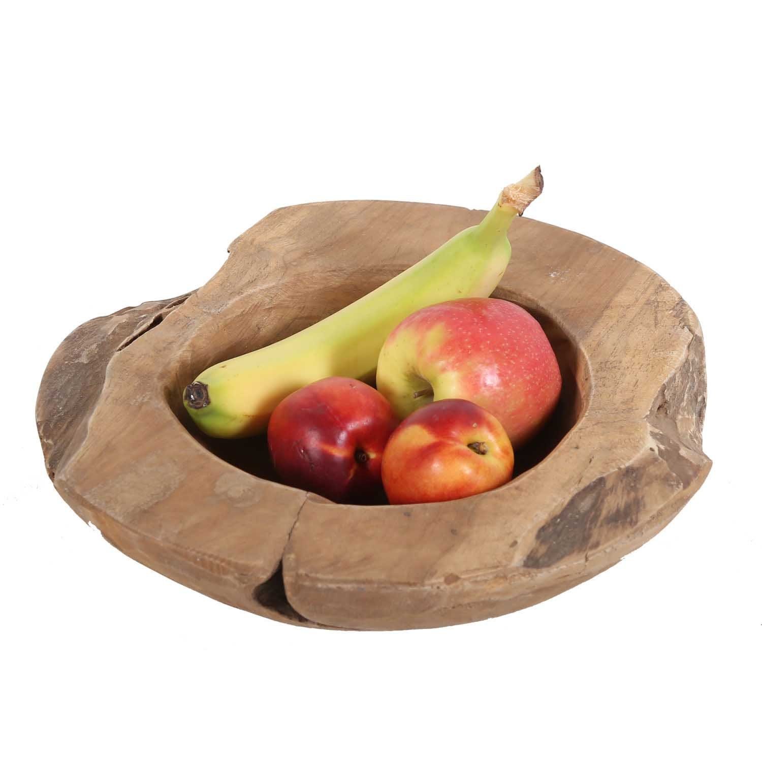 Schale Holz Schüssel Dekoschale gefertigt Moro Carlo 30cm Obstschale, Casa aus recyceltem Teak Holz Ø Teakholz massiv