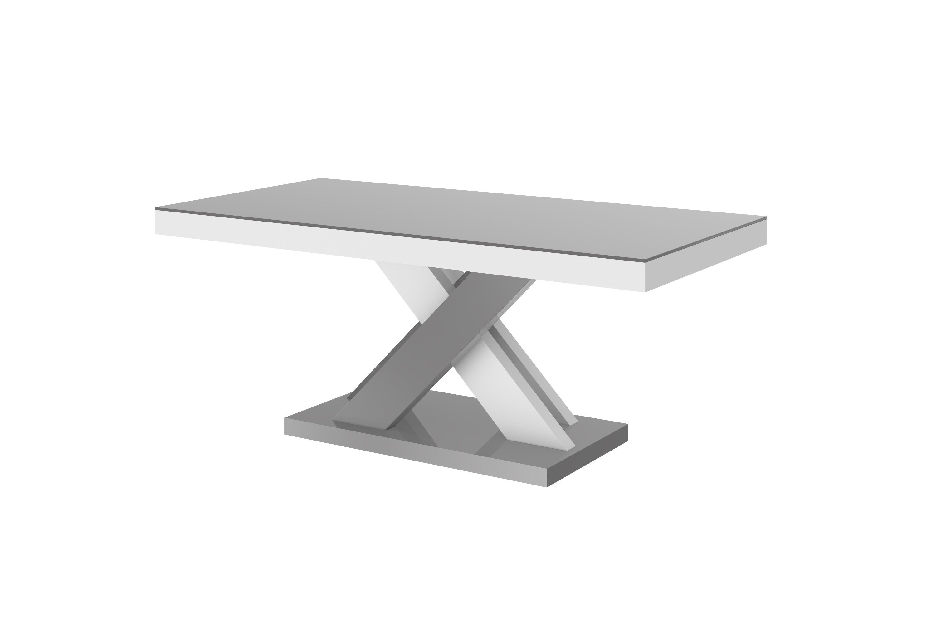 designimpex Couchtisch Design XLU-888 / Hochglanz Grau Hochglanz / Weiß Wohnzimmertisch Tisch Grau Hochglanz Weiß