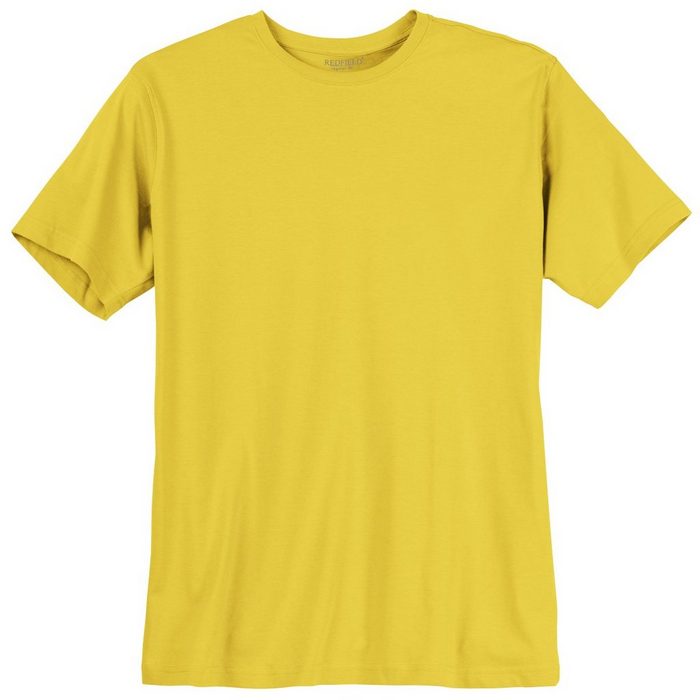 redfield Rundhalsshirt Große Größen Basic T-Shirt gelb Tom Redfield