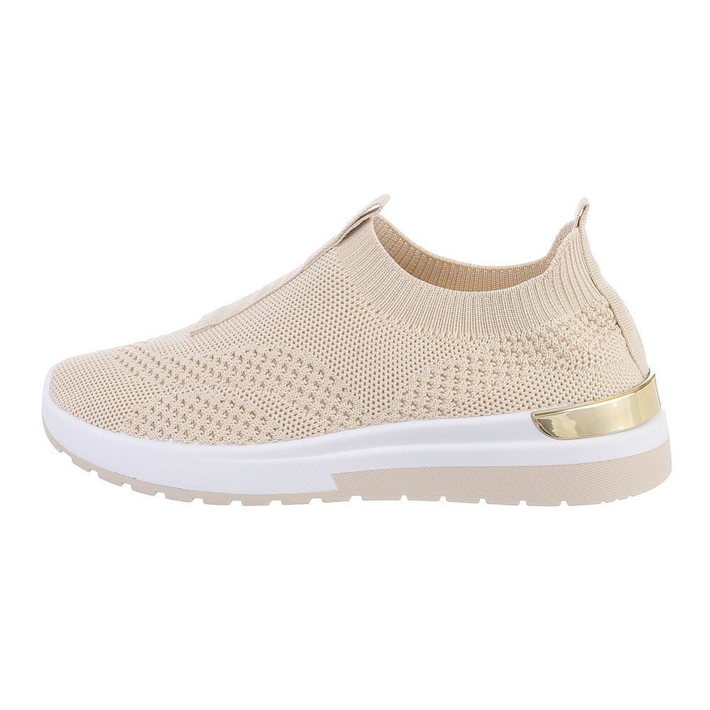 Ital-Design Damen Low-Top Freizeit Sneaker (78994693) Flach Sneakers Low in Beige