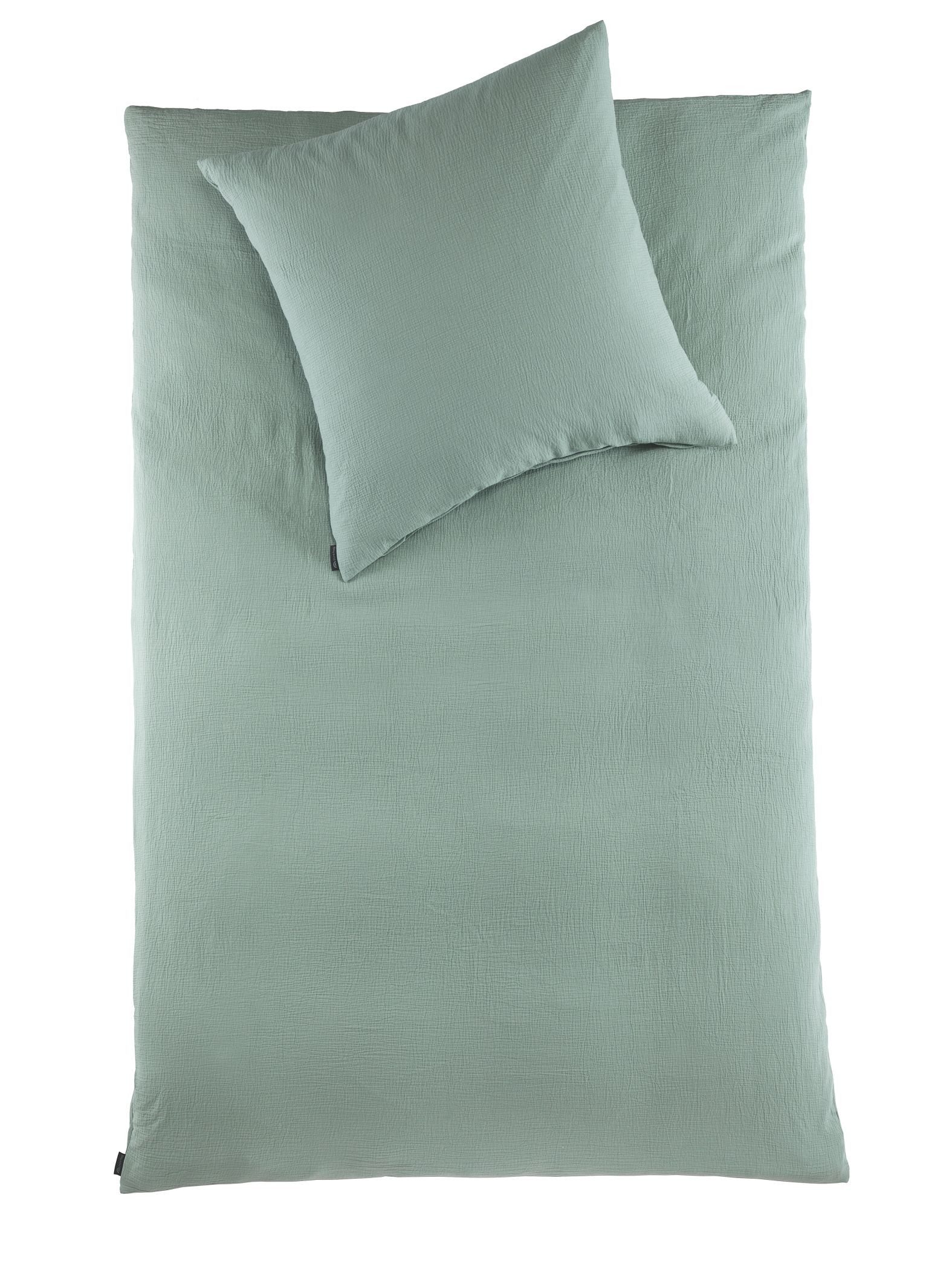 pure hug Bettwäsche Set Musselin 135x200 Design Matcha grün Baumwolle, Musselin, 2 teilig, Sommer Geschenke Idee Frauen Männer weich sale Reißverschluss Partner