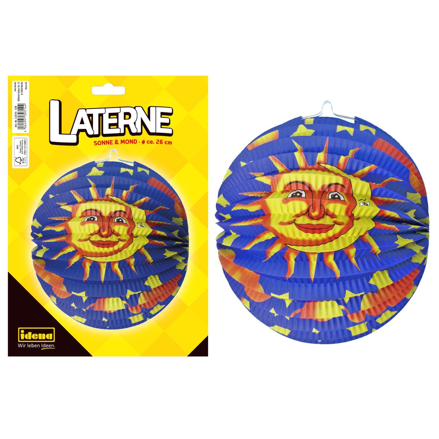 Idena Umzugslaterne Idena Lampion Sonne/Mond D26cm FSC-Mix günstig online kaufen