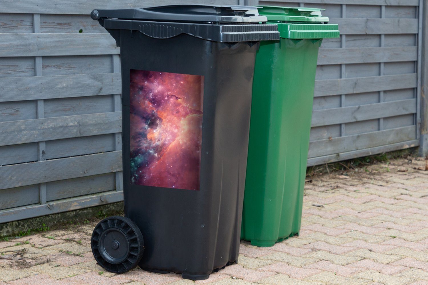 Sterne Mülltonne, Mülleimer-aufkleber, Wandsticker Orange - (1 Weltraum - St), Container, Abfalbehälter Sticker, MuchoWow