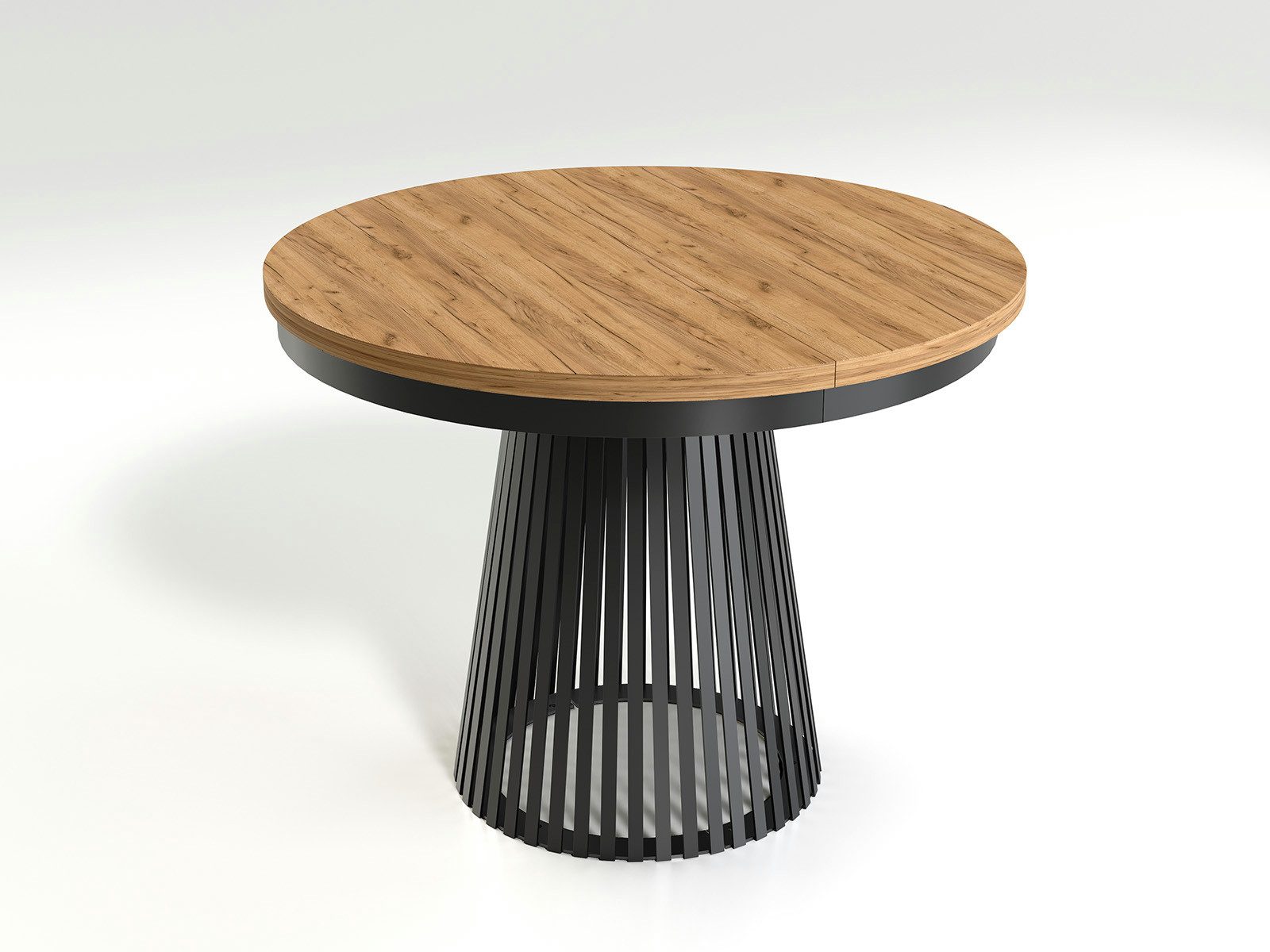 yourhouse24 Esstisch Ausziehbarer Tisch GARDA mit geriffelter Struktur (Ausziehbarer runder Tisch), Breite 100-180 cm