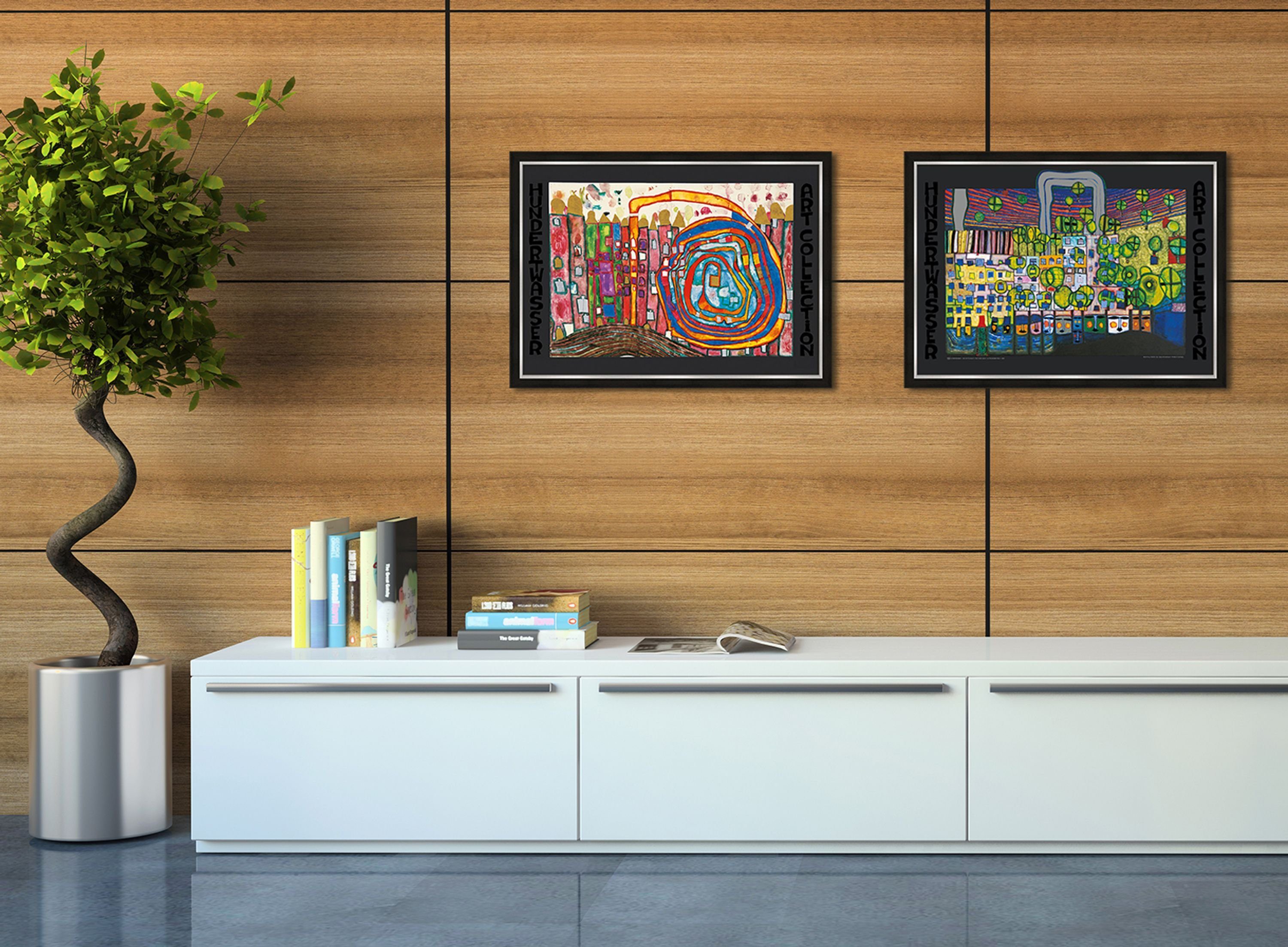 Rahmen gerahmt Poster Bild artissimo Hundertwasser mit 72x53cm / mit / Wandbild Rahmen Bild