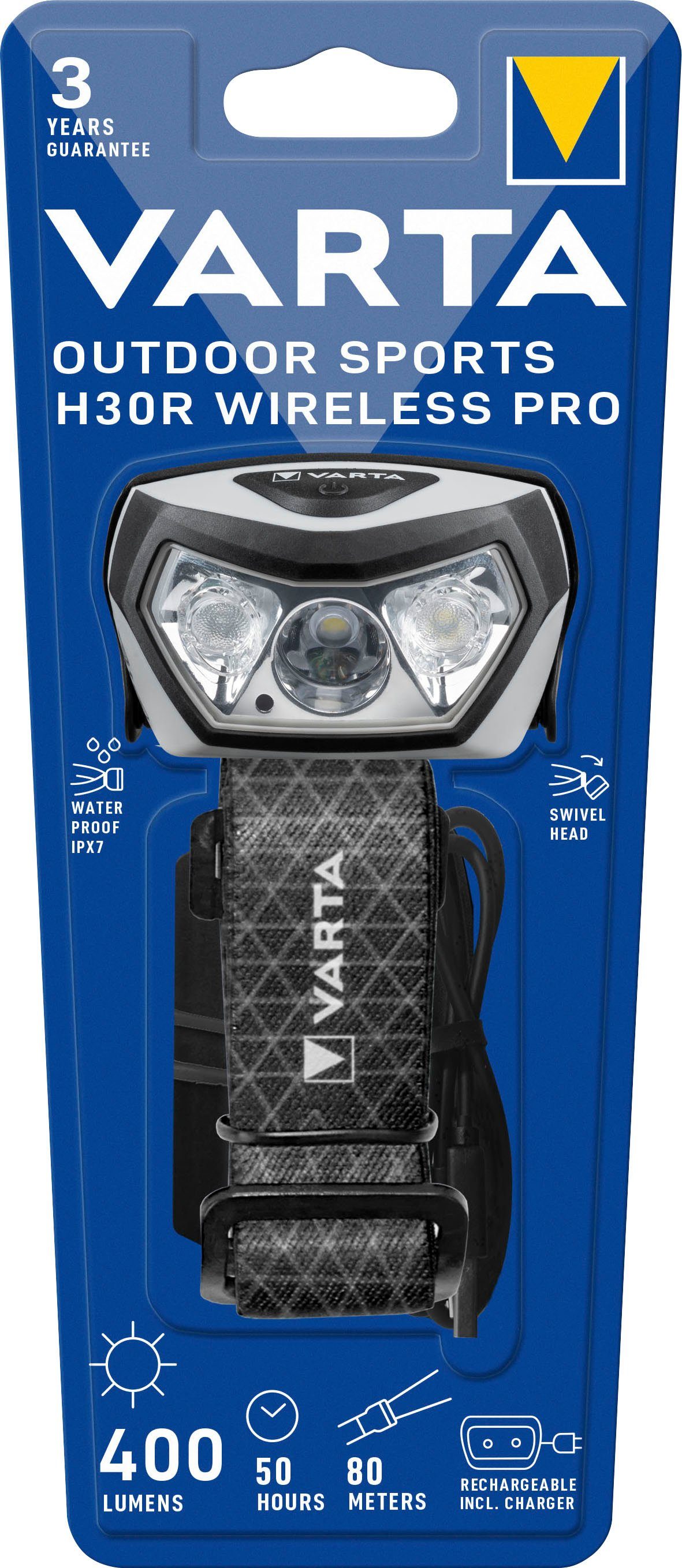 Akku Outdoor Sports VARTA Wireless Kopflampe Pro mit H30R