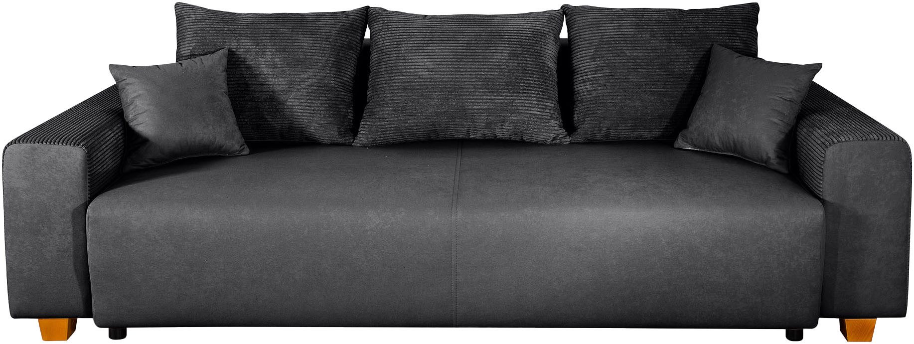 COLLECTION AB Schlafsofa Yves, B: 243 cm, Liegefl. 142x194 cm, Bettfunktion, Bettkasten & 2 Zierkissen, Federkern