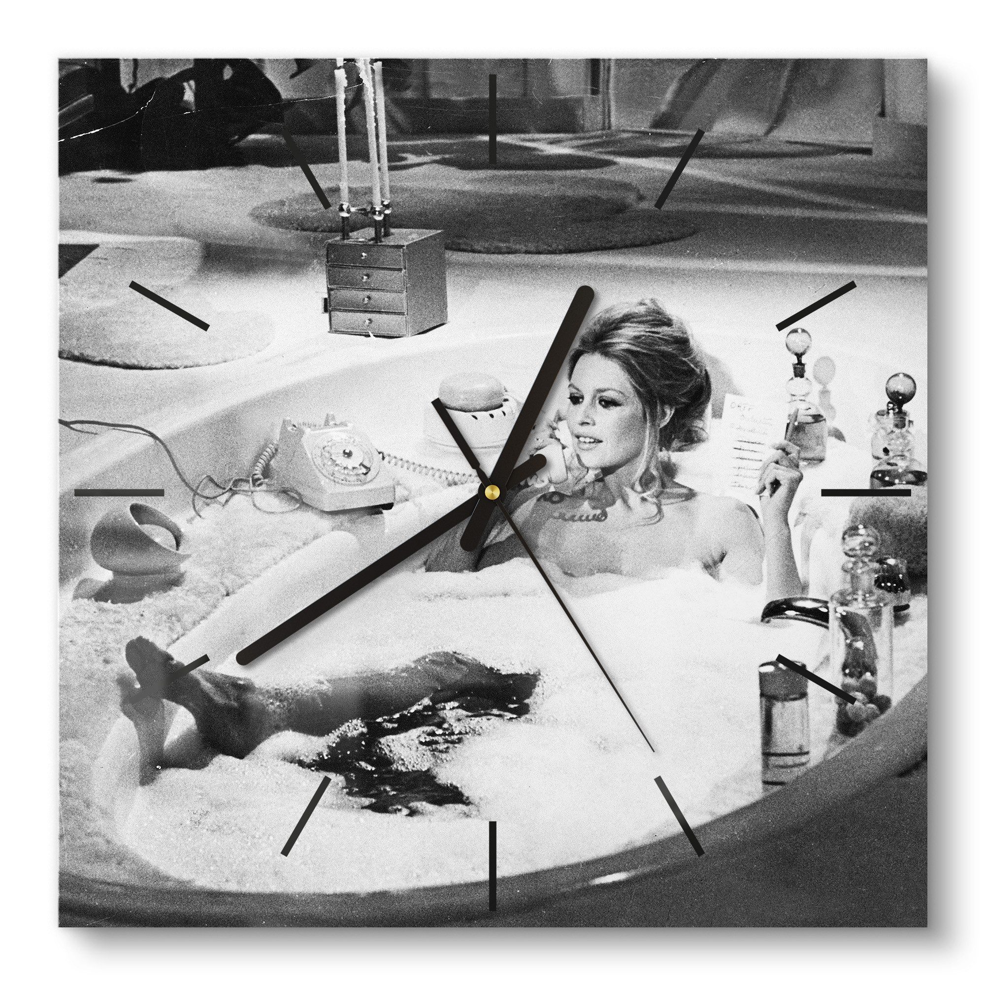 DEQORI Wanduhr 'Bad der Eleganz' (Glas Glasuhr modern Wand Uhr Design Küchenuhr)
