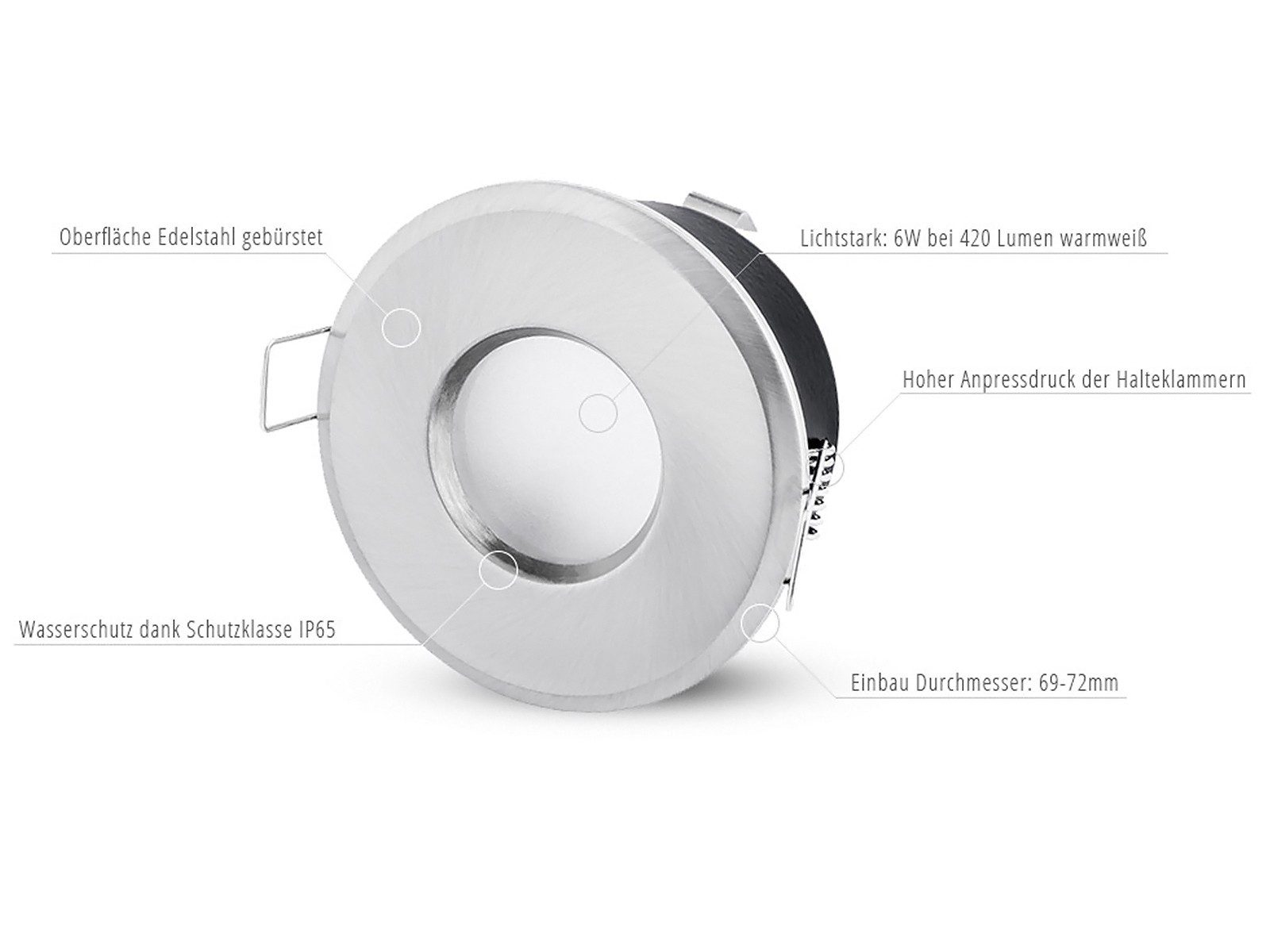 linovum LED Einbaustrahler LED Einbauspot IP65 GU10 6W LumiFLEX Lichtfarbe warm / neutral / kalt, Neutralweiß, Warmweiß, Tageslichtweiß