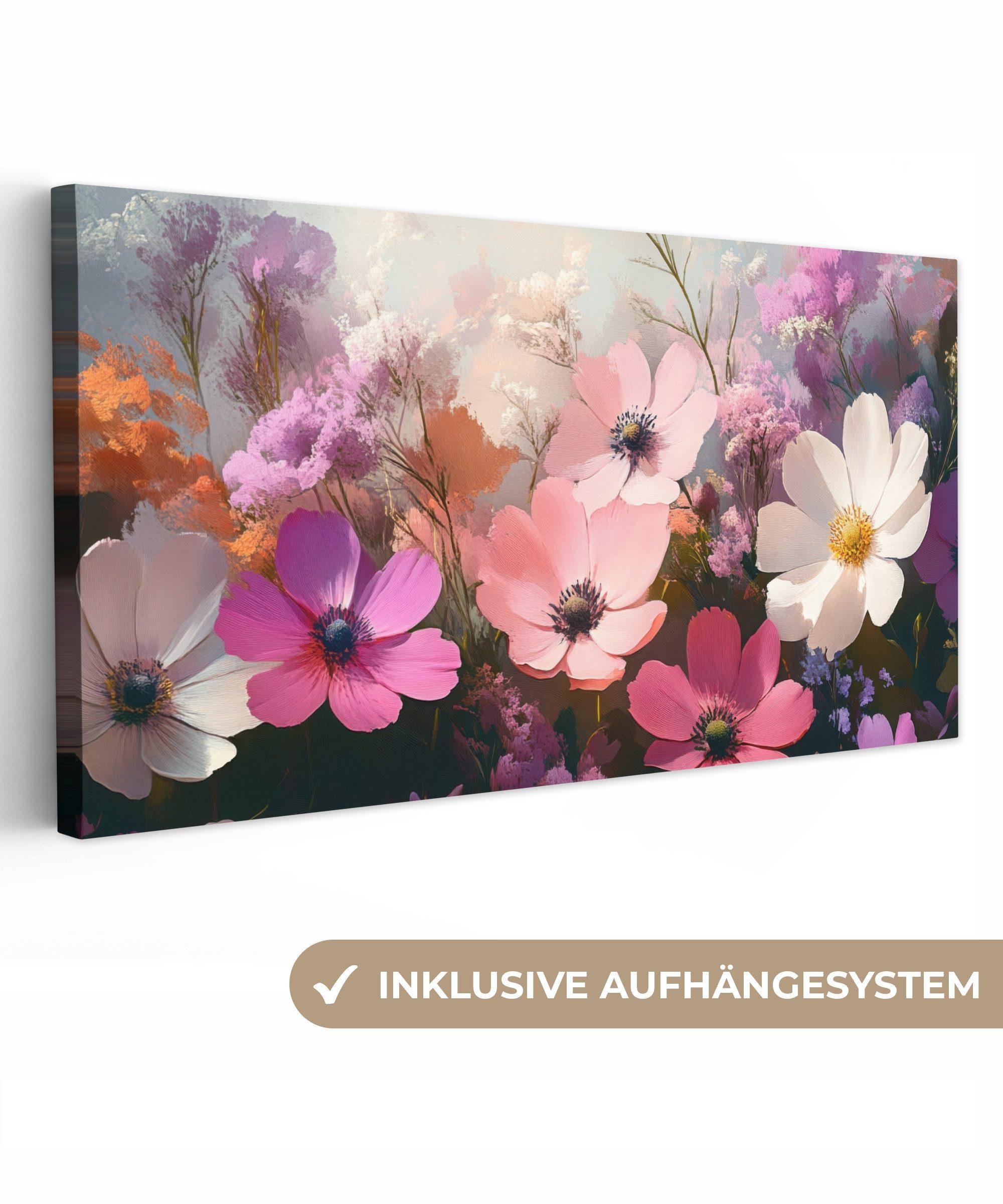 OneMillionCanvasses® Leinwandbild Panorama Blumen - Bunt - Blühend, Fotodru günstig online kaufen