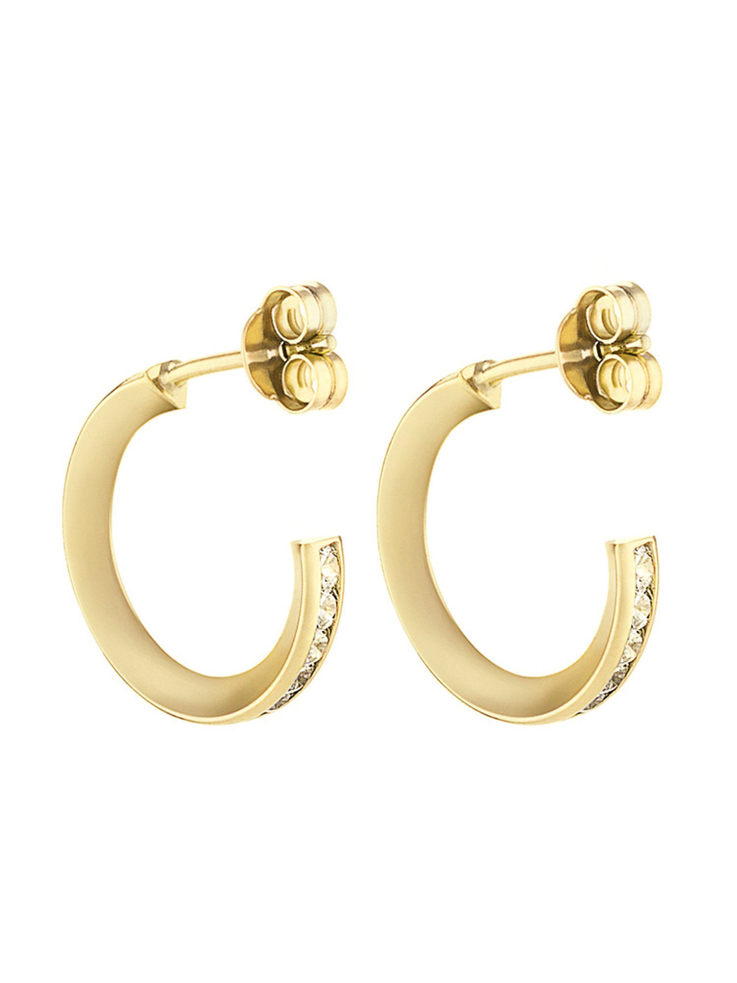 FAVS Paar Creolen FAVS Damen-Creolen 375er Gelbgold 36 Zirkonia (Paar)